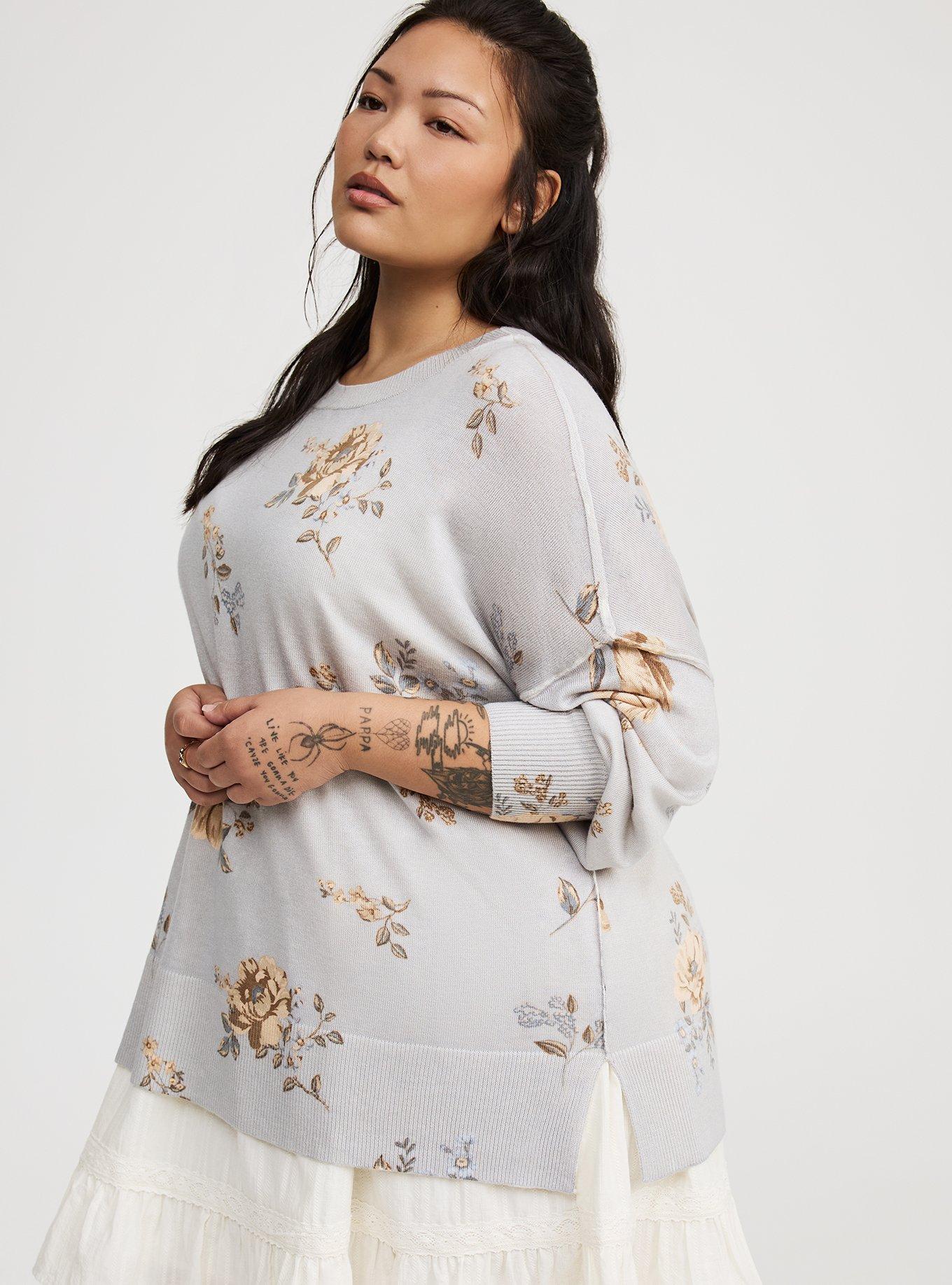 Drop Shoulder Crew Tunic Sweater