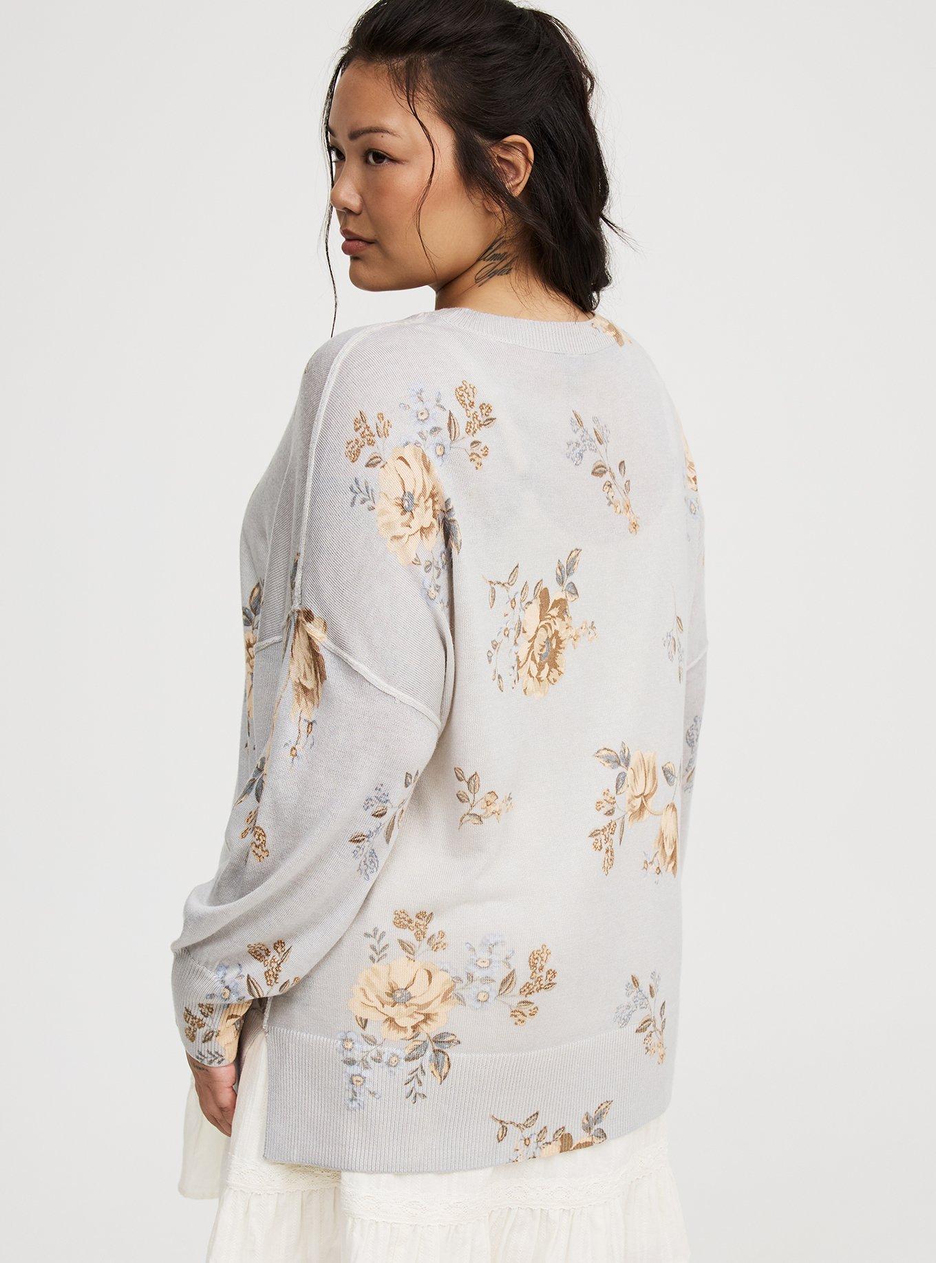 Drop Shoulder Crew Tunic Sweater