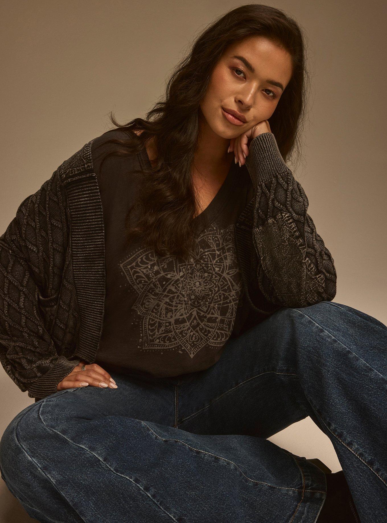 Festi Drop Shoulder Cardigan, DEEP BLACK, alternate