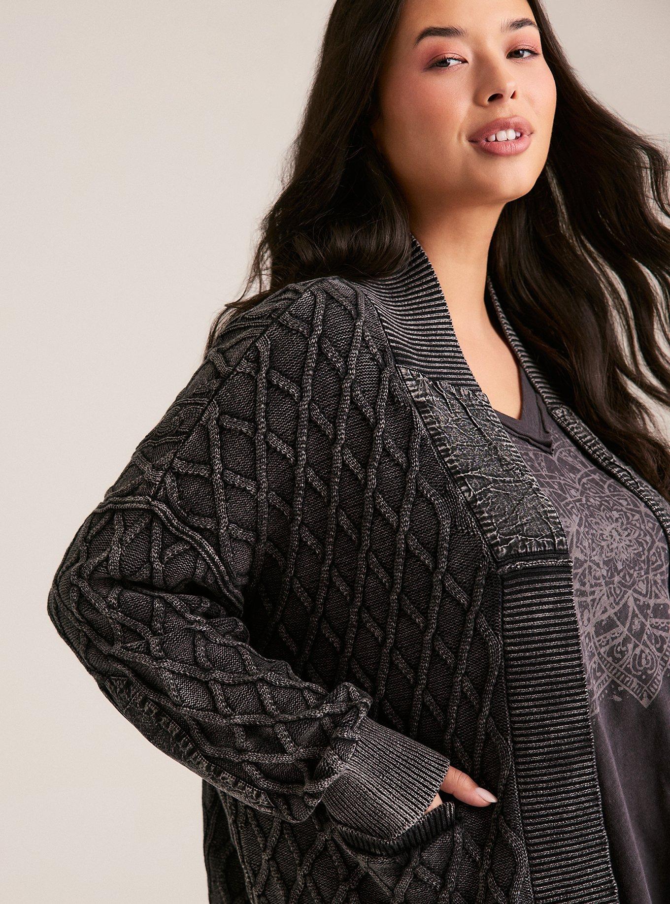 Festi Drop Shoulder Cardigan, DEEP BLACK, alternate