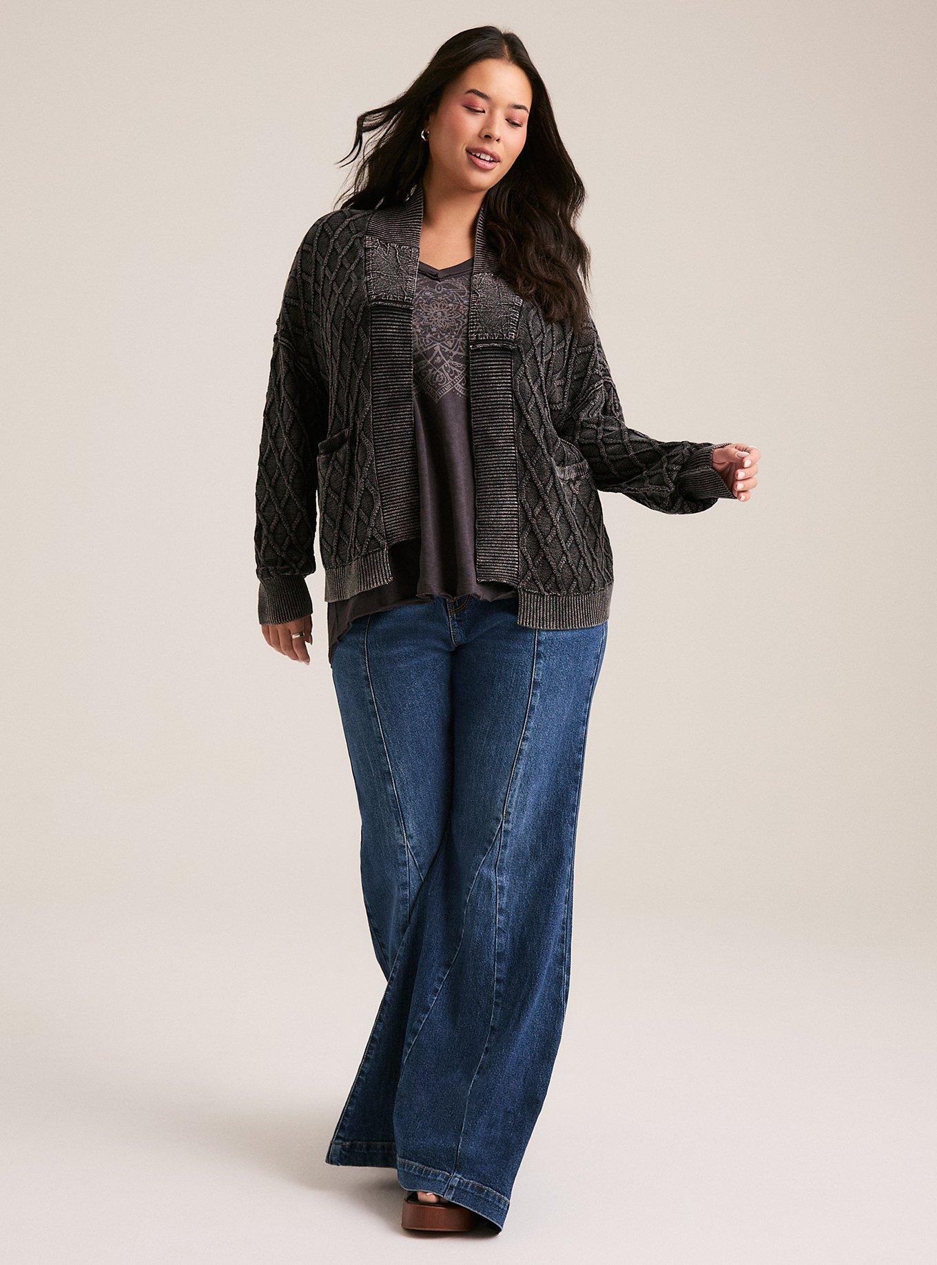 Festi Drop Shoulder Cardigan, DEEP BLACK, alternate