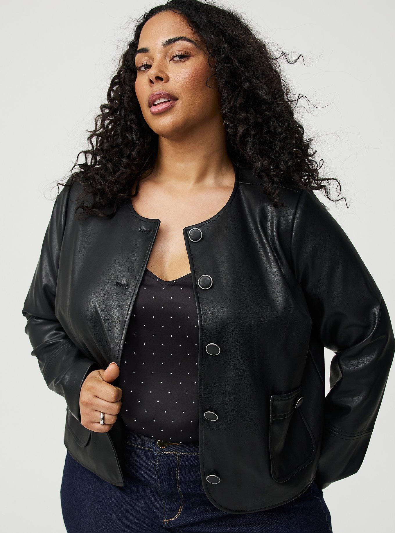 Plus Size - Faux Leather Collarless Jacket - Torrid