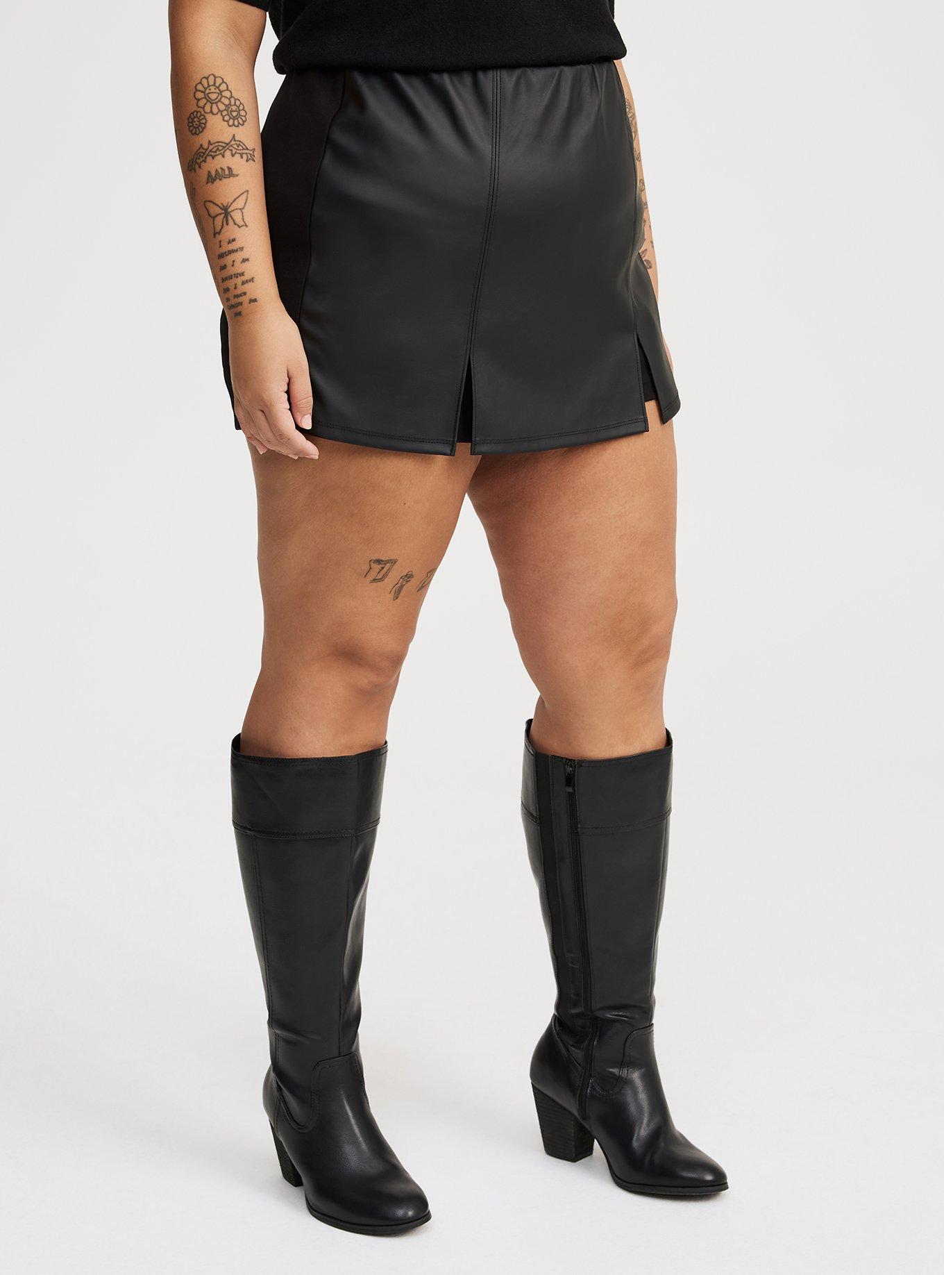 Faux Leather High-Rise Skort