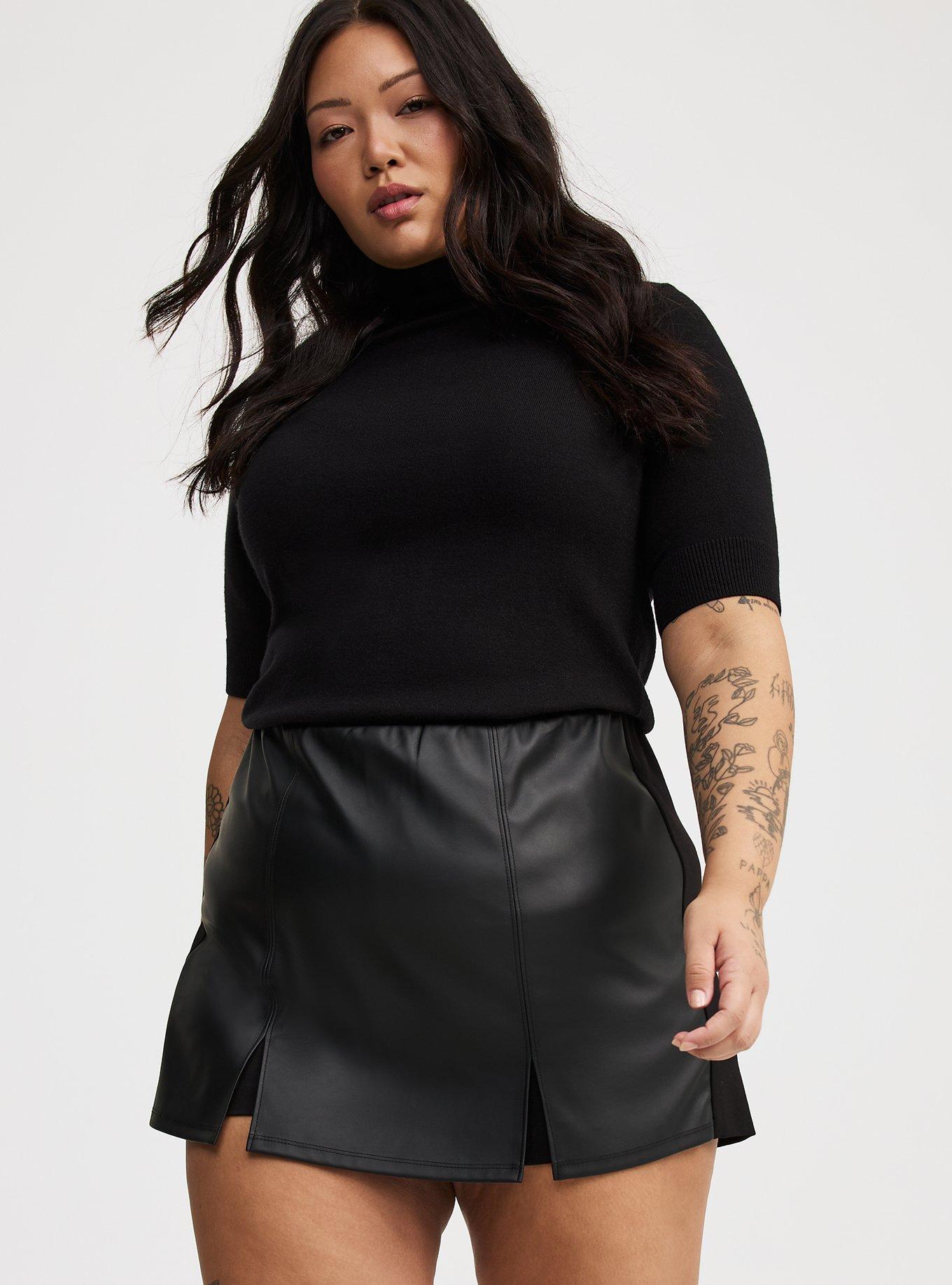 Faux Leather High-Rise Skort