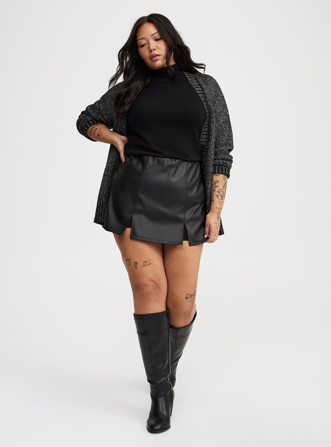 Faux Leather High-Rise Skort