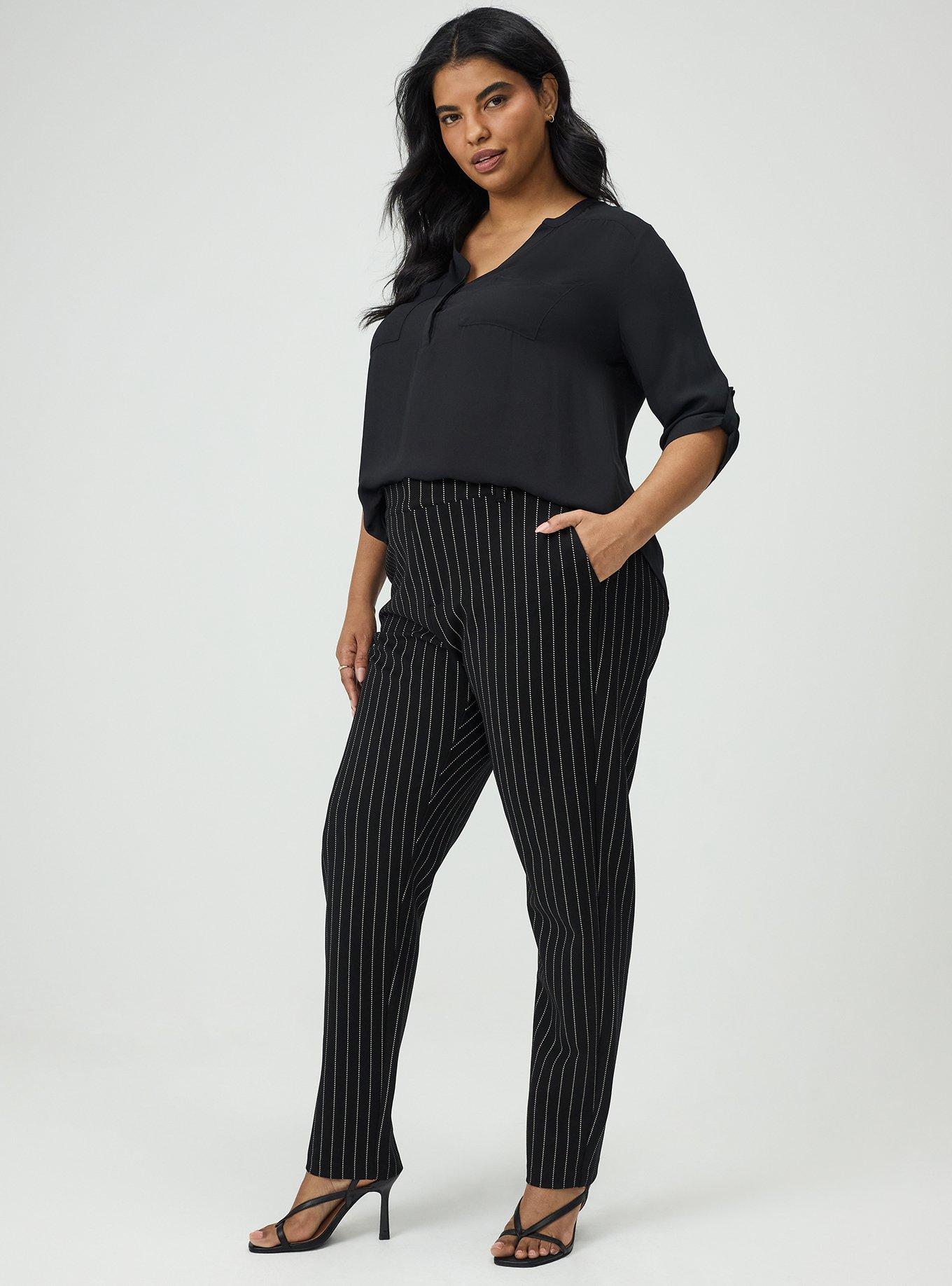 Modern Slim High-Rise Trouser, TEDDY PINSTRIPE DEEP BLACK, alternate