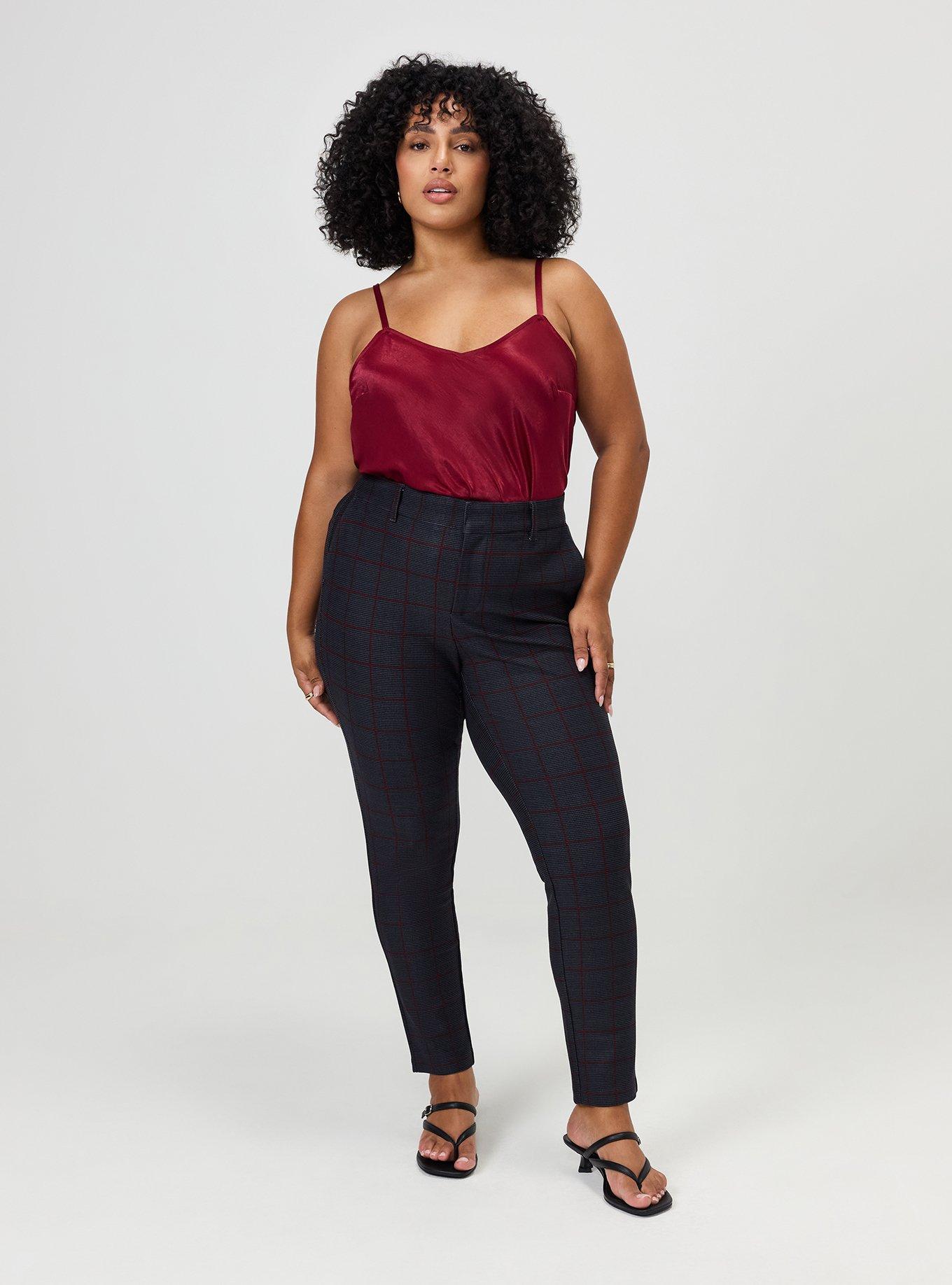 Modern Slim High-Rise Trouser, GLADIS PLAID GRAY, hi-res