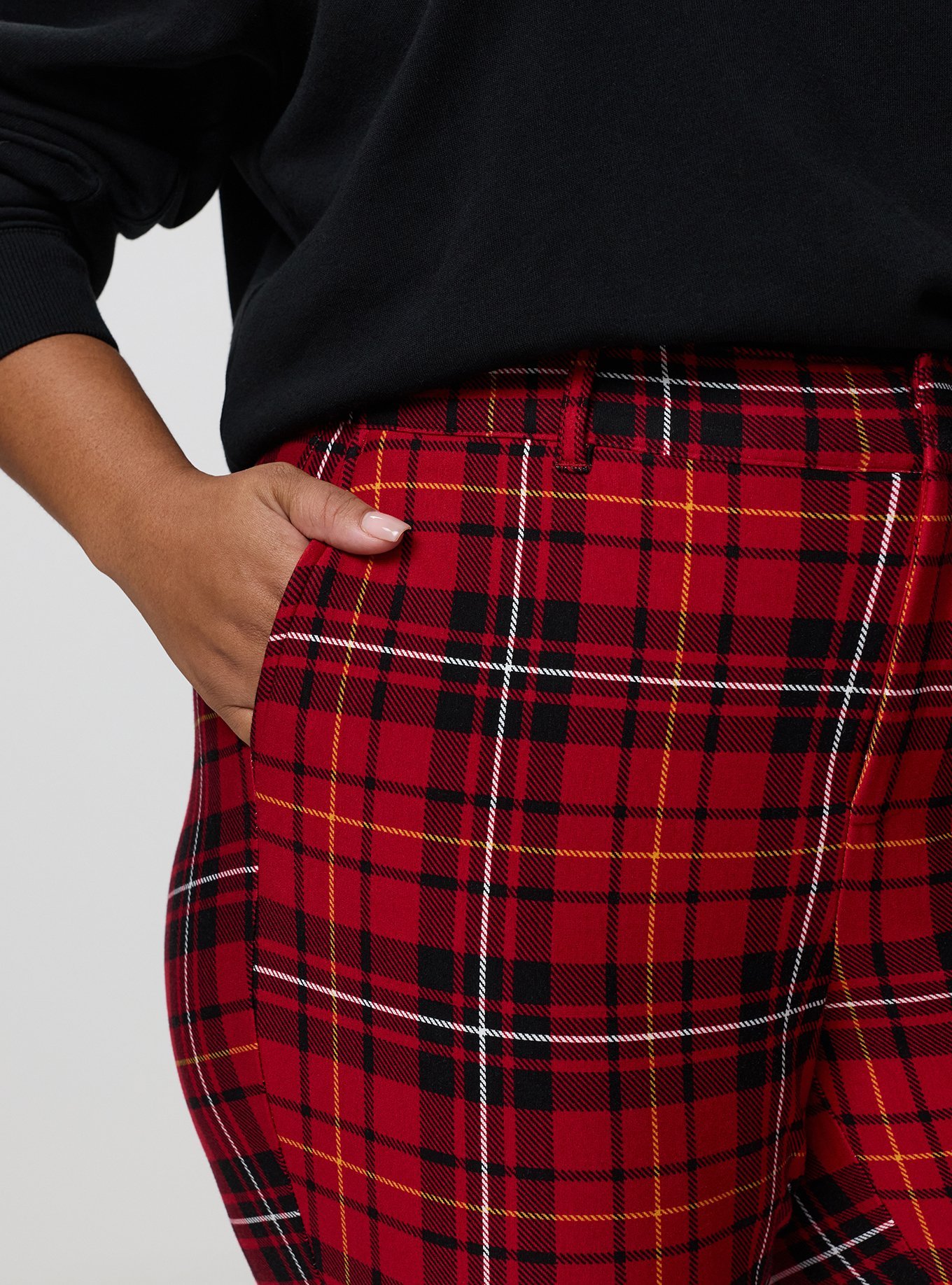 Modern Slim High-Rise Trouser, VINCE PLAID RED, alternate