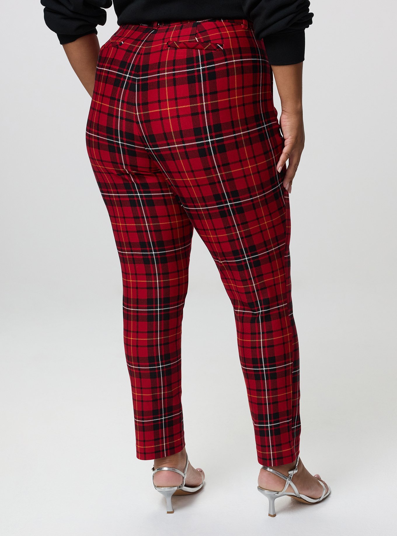 Modern Slim High-Rise Trouser, VINCE PLAID RED, alternate