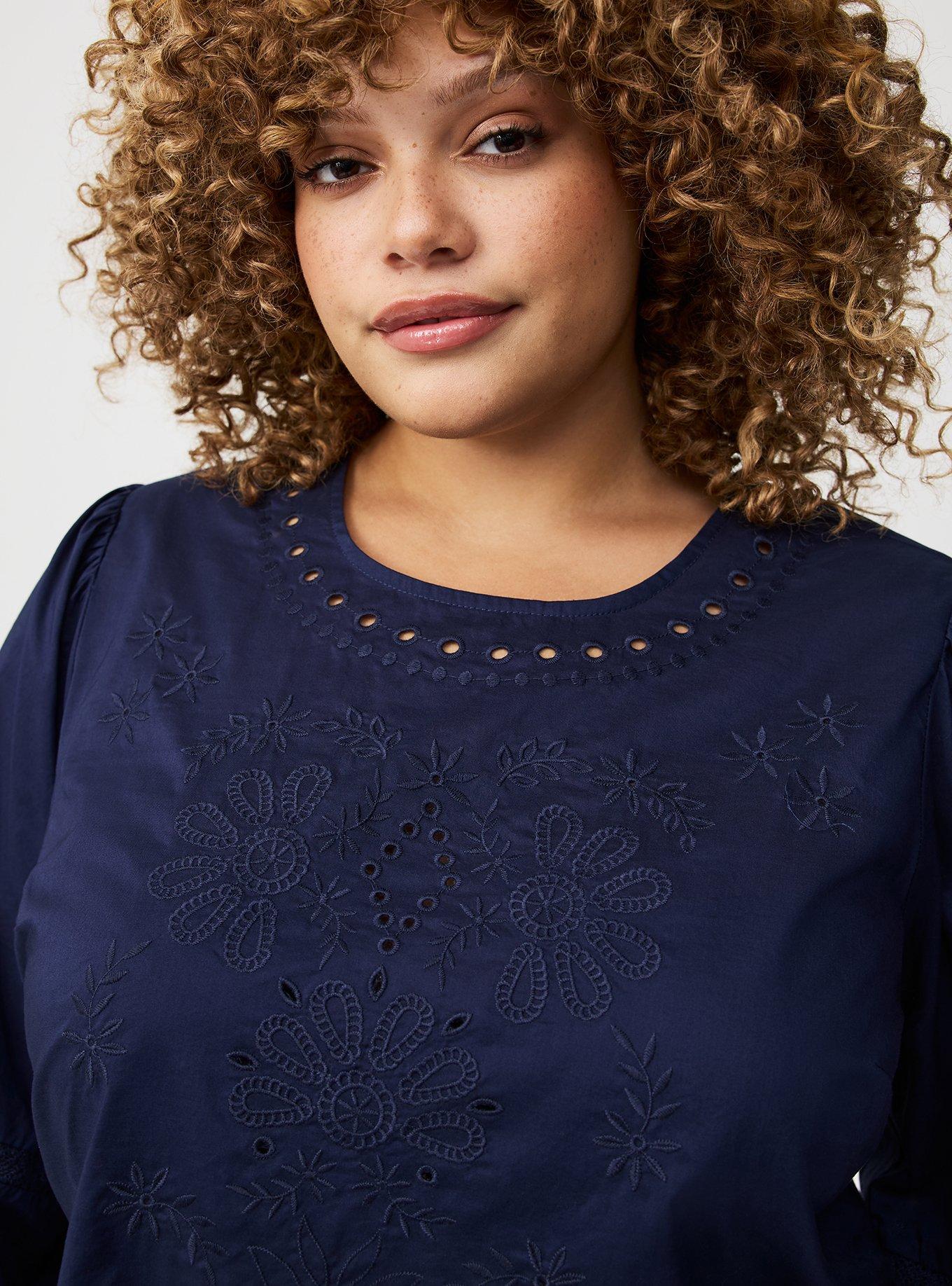 Peplum Cotton Eyelet Blouse
