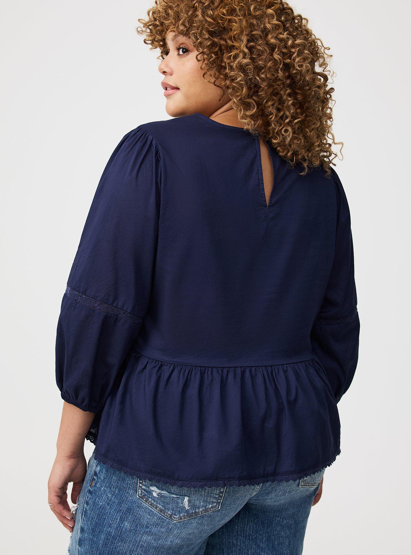 Peplum Cotton Eyelet Blouse