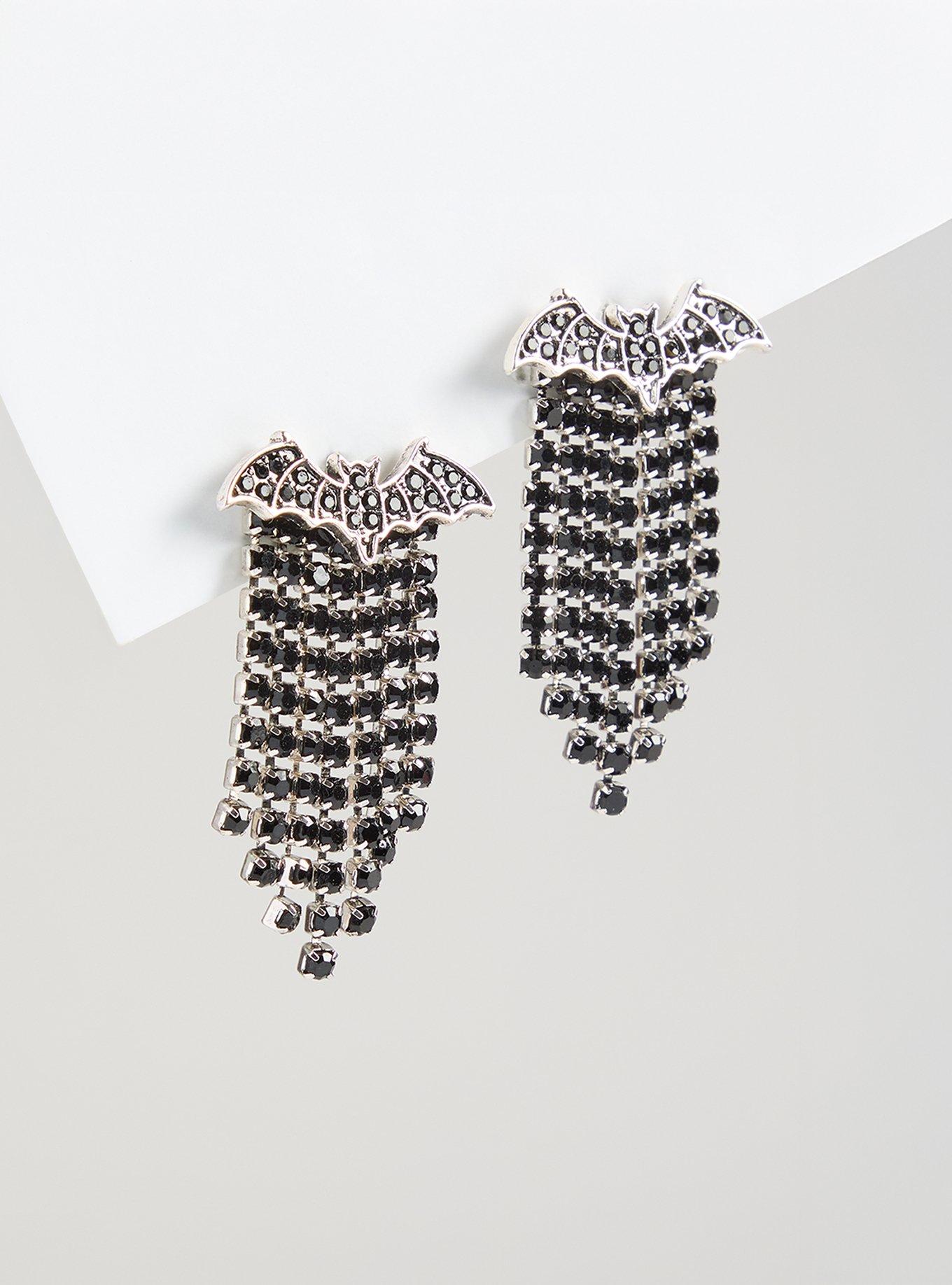 Bat Rhinestone Fringe Earring