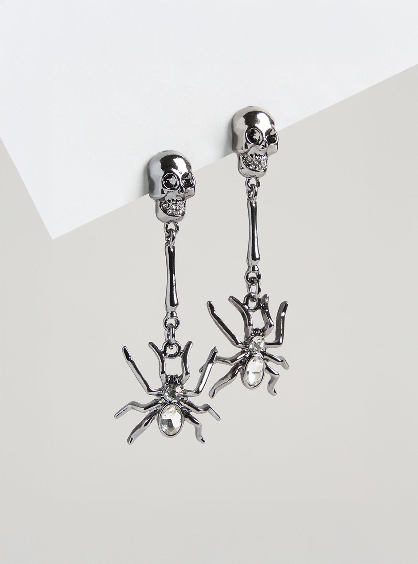 Spider Skull Linear Earring