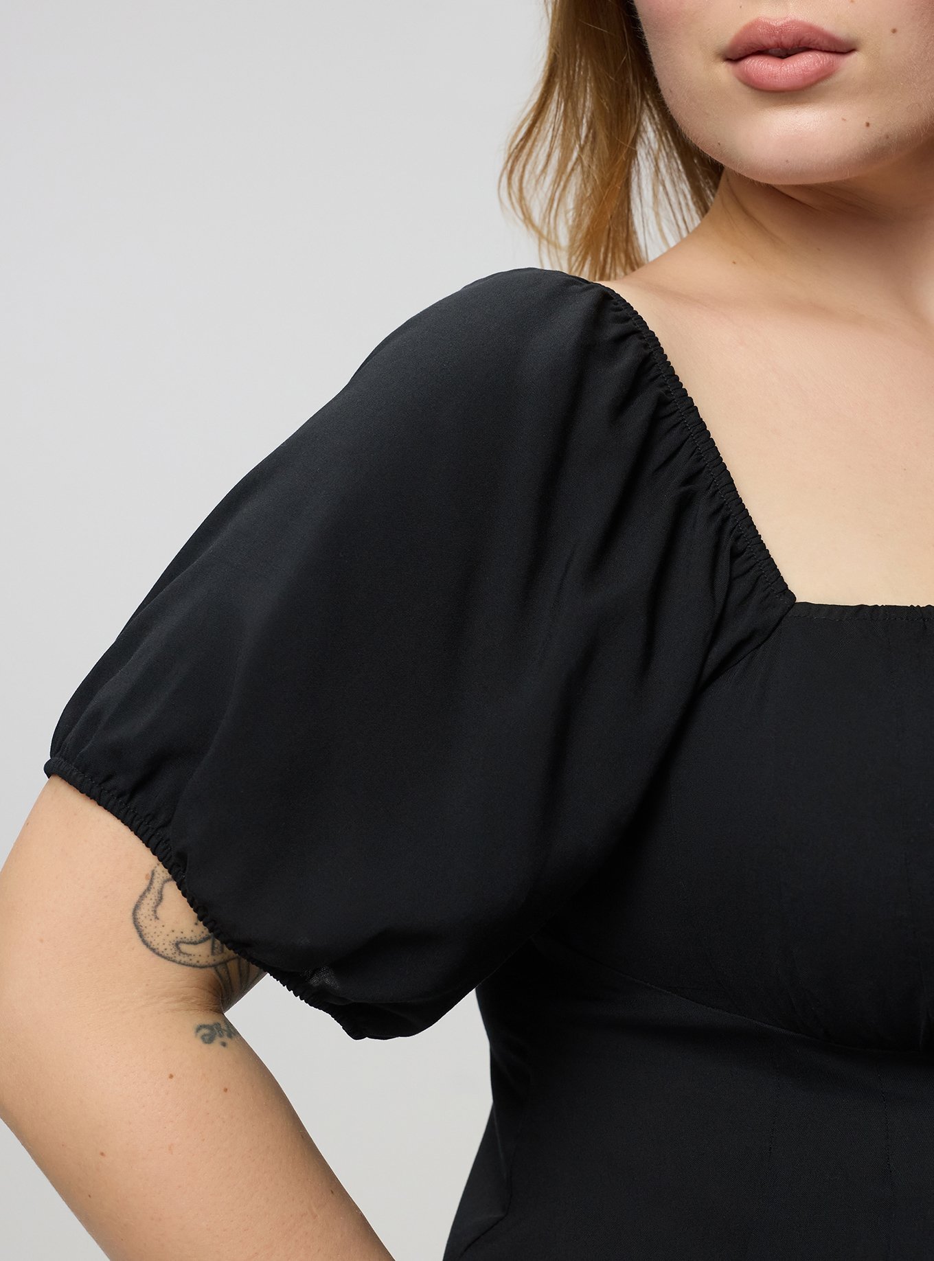 Puff Sleeve Corset Top, DEEP BLACK, alternate