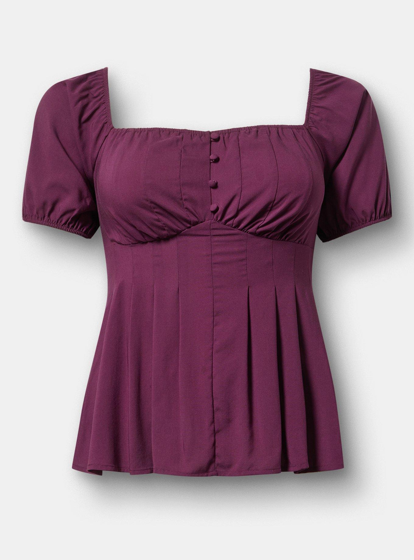 Puff Sleeve Corset Top, POTENT PURPLE, hi-res