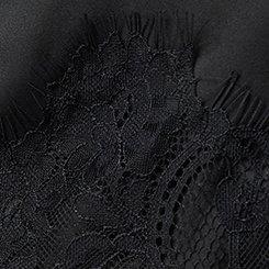 Satin Lace Trim Cami, DEEP BLACK, swatch