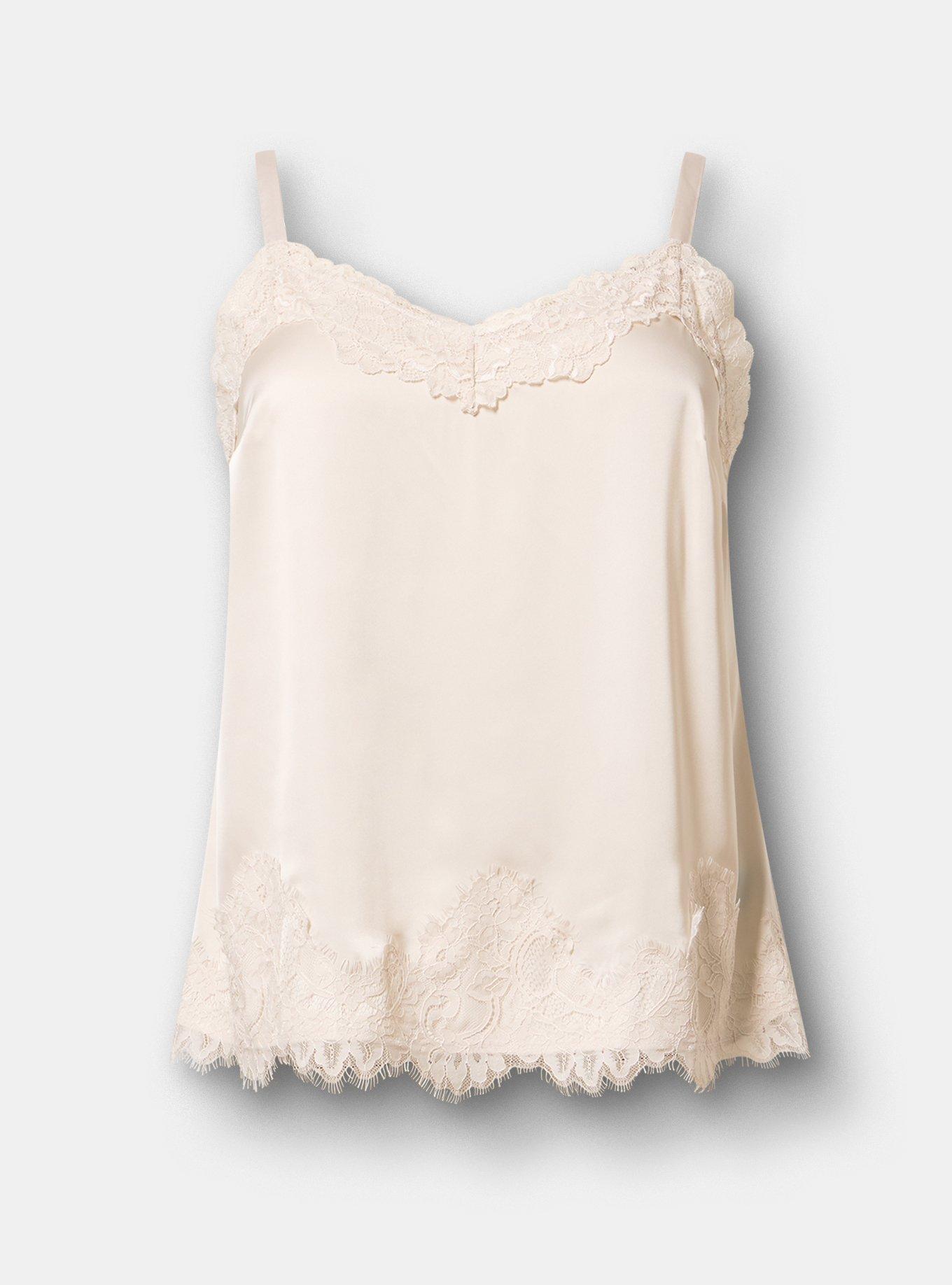 Satin Lace Trim Cami, WIND CHIME, flat
