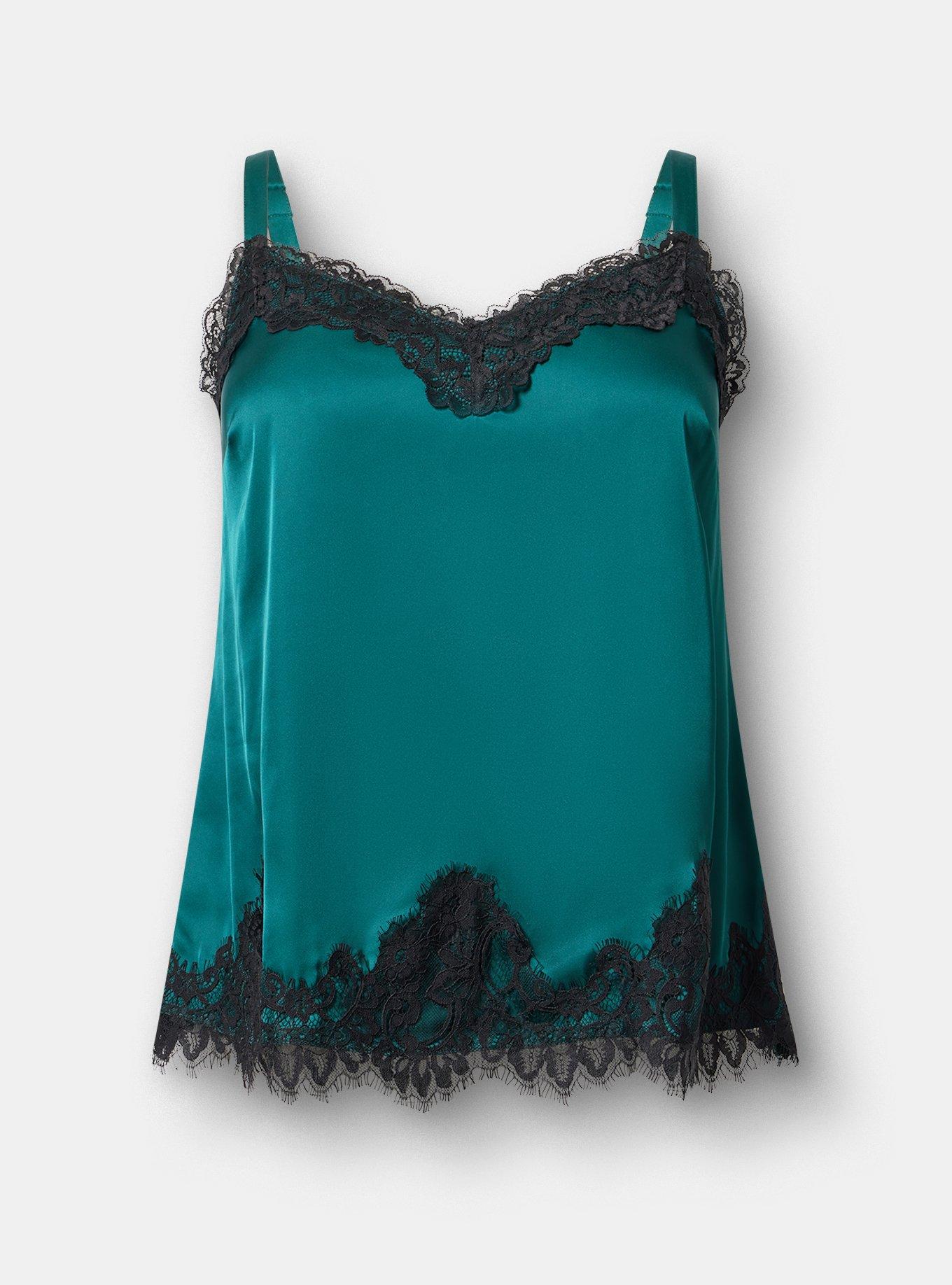 Sophie satin lace cami one-piece blue JDY satin cami top with lace