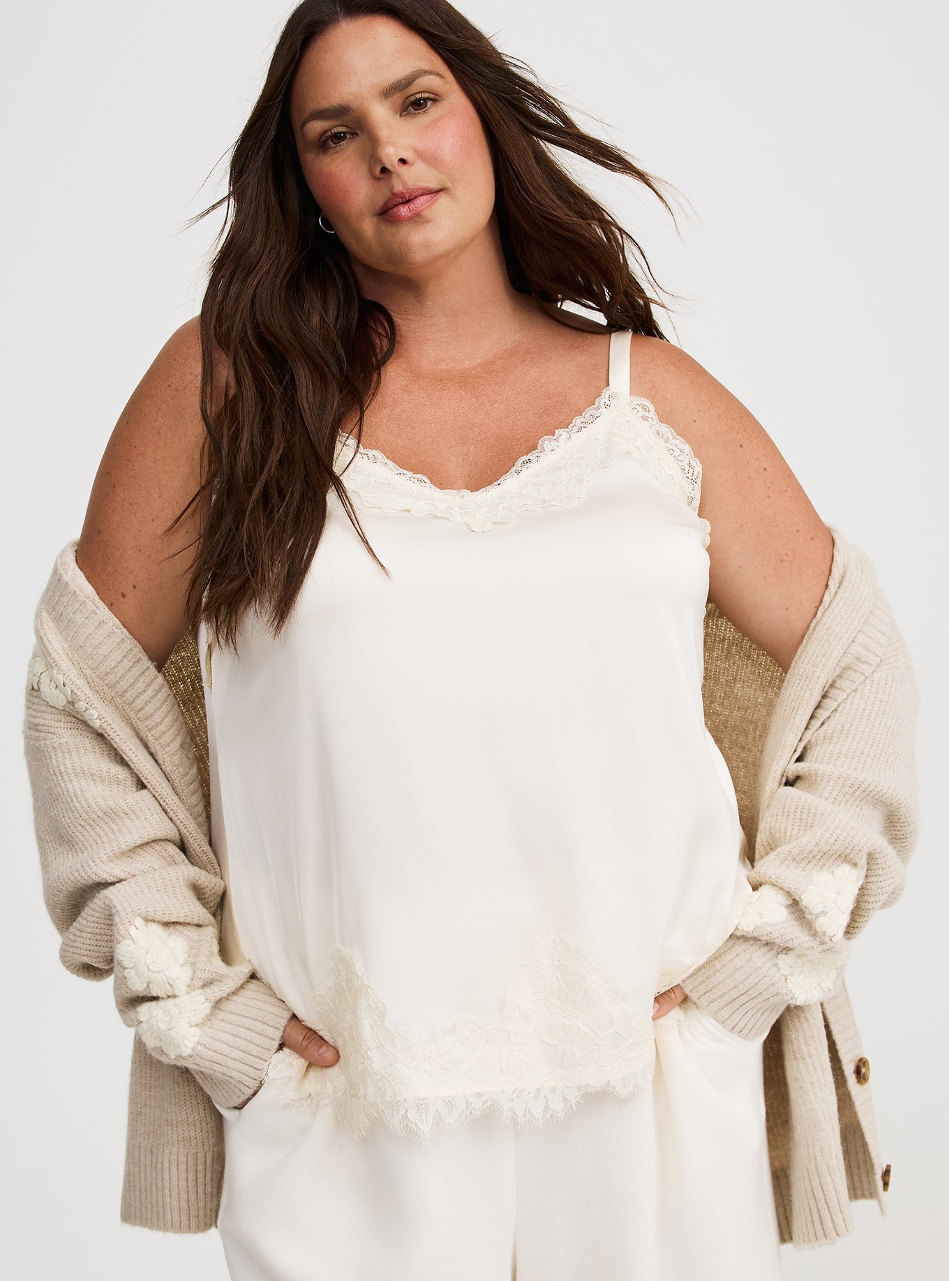 Plus Size - Satin Lace Trim Cami - Torrid