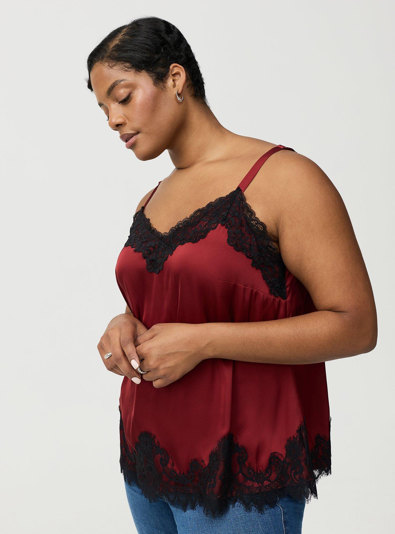 Plus Size - Satin Lace Trim Cami - Torrid