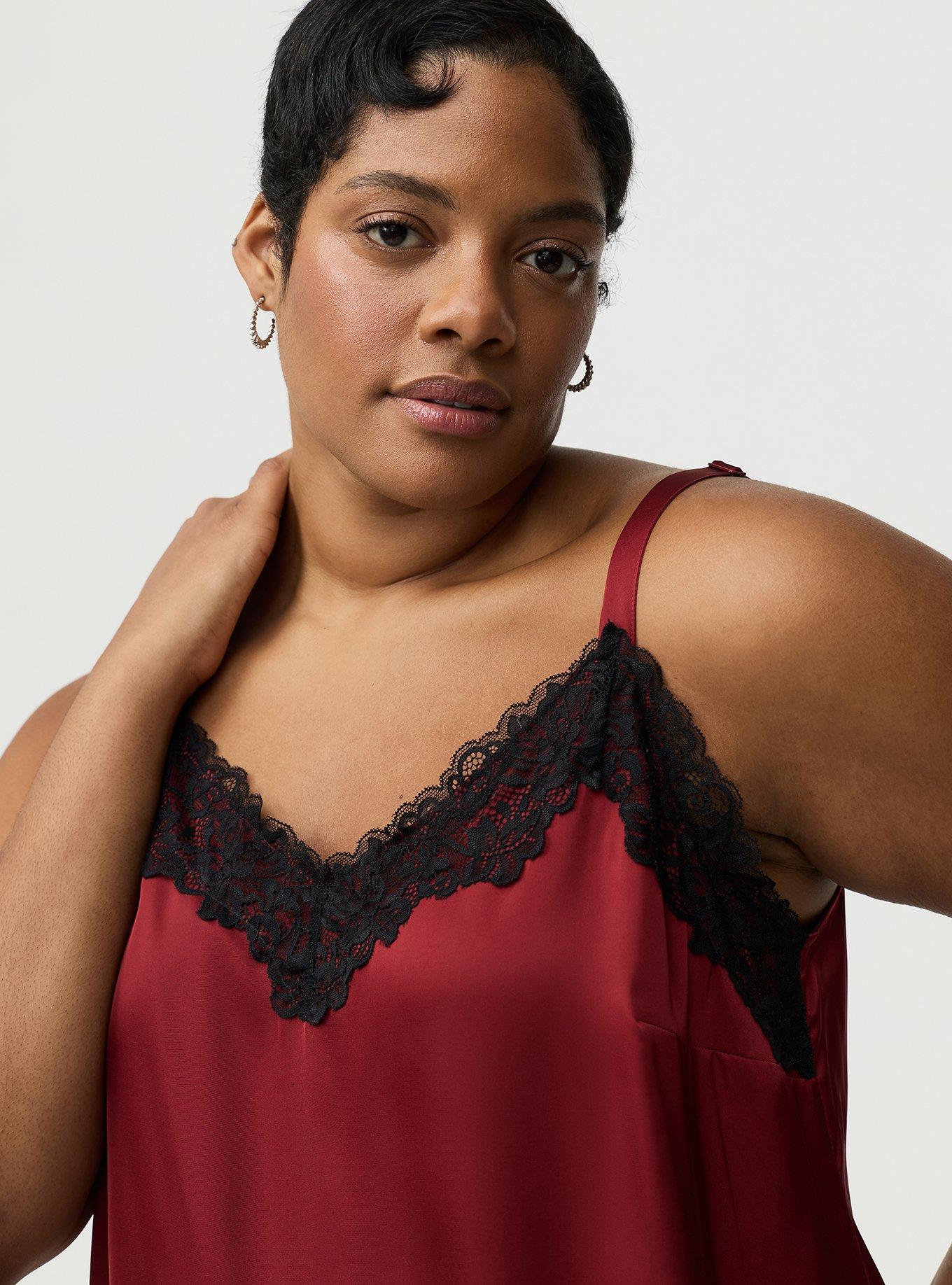 Plus Size - Satin Lace Trim Cami - Torrid