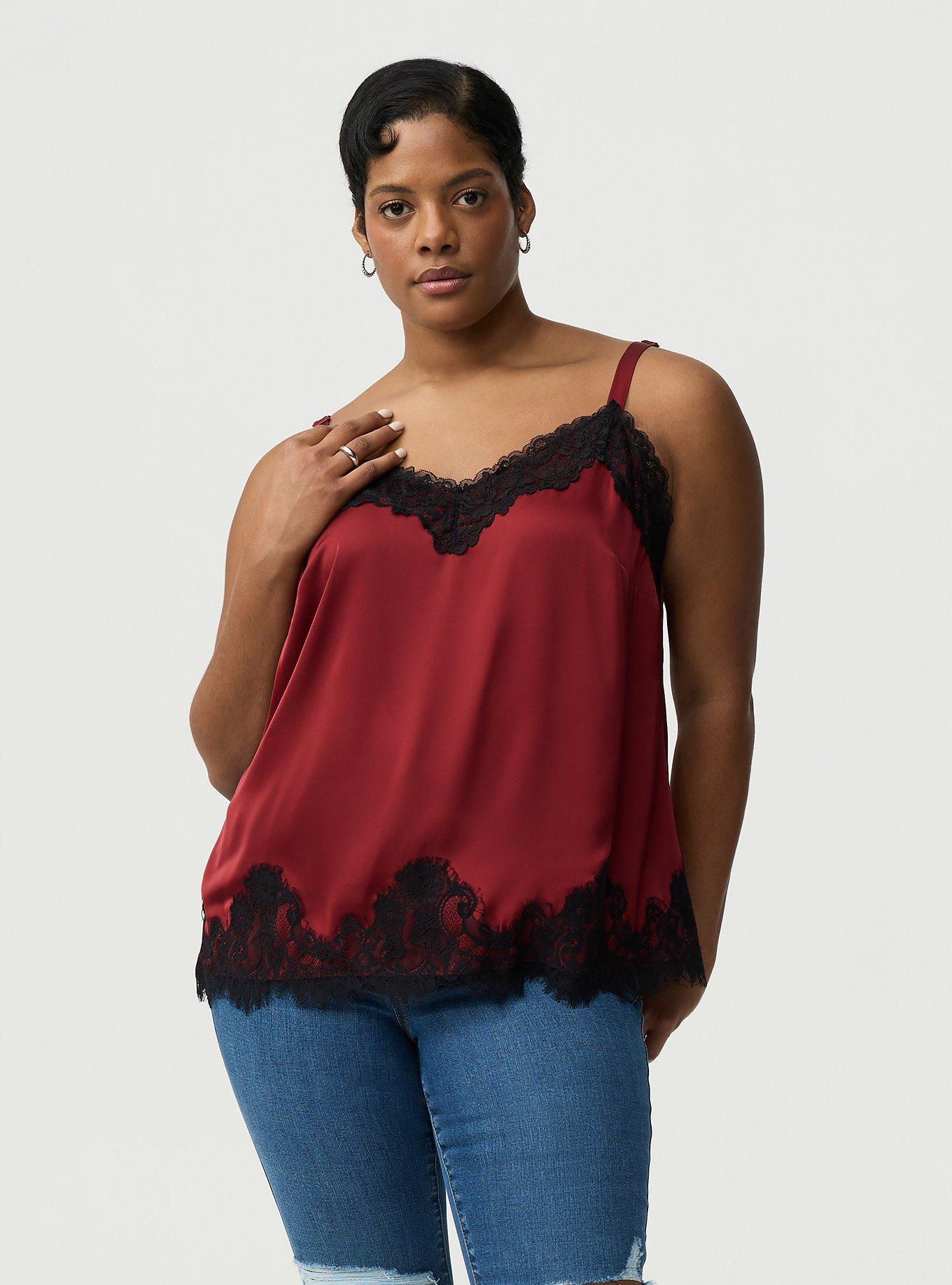 Plus Size - Satin Lace Trim Cami - Torrid