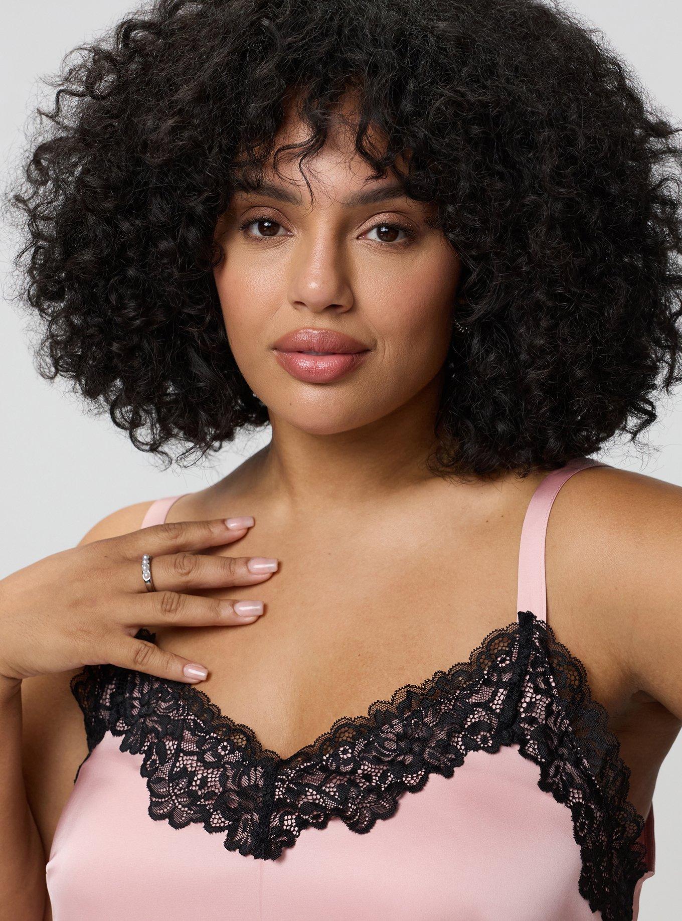 Satin Lace Trim Cami, SILVER PINK, alternate