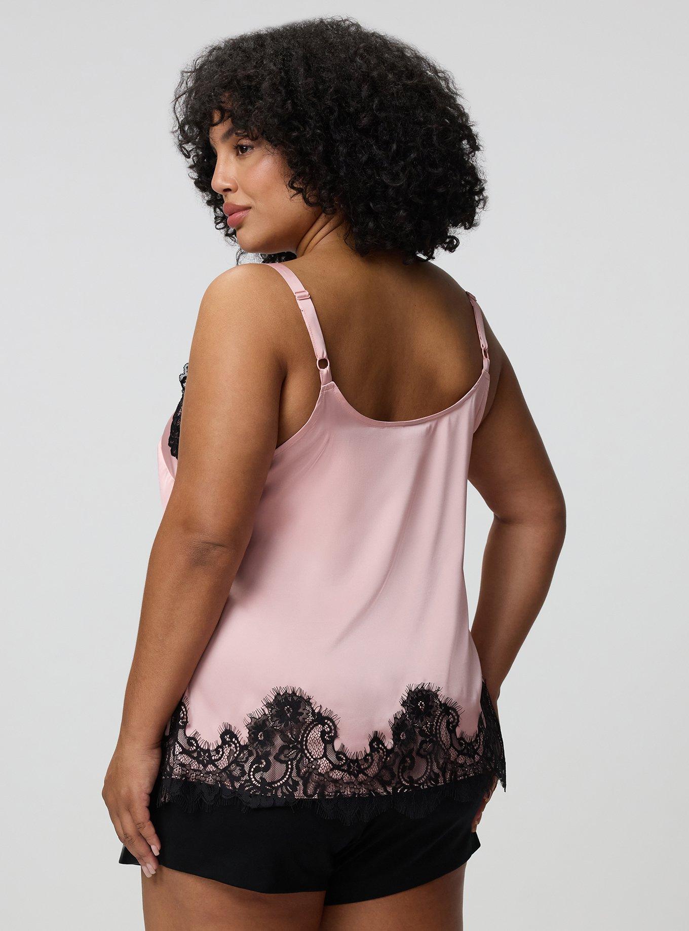 Satin Lace Trim Cami, SILVER PINK, alternate