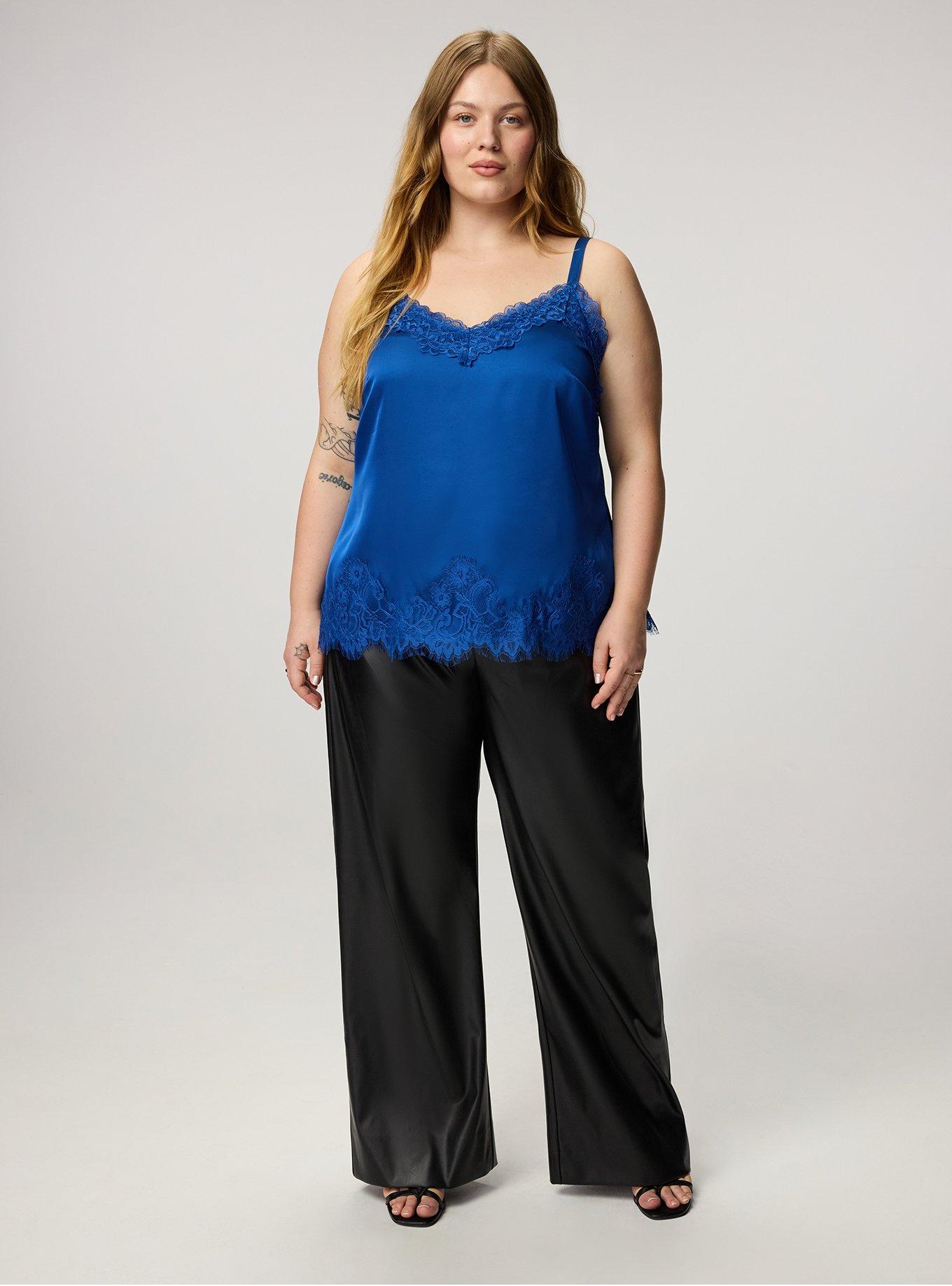 Satin Lace Trim Cami, BLUE QUARTZ, alternate
