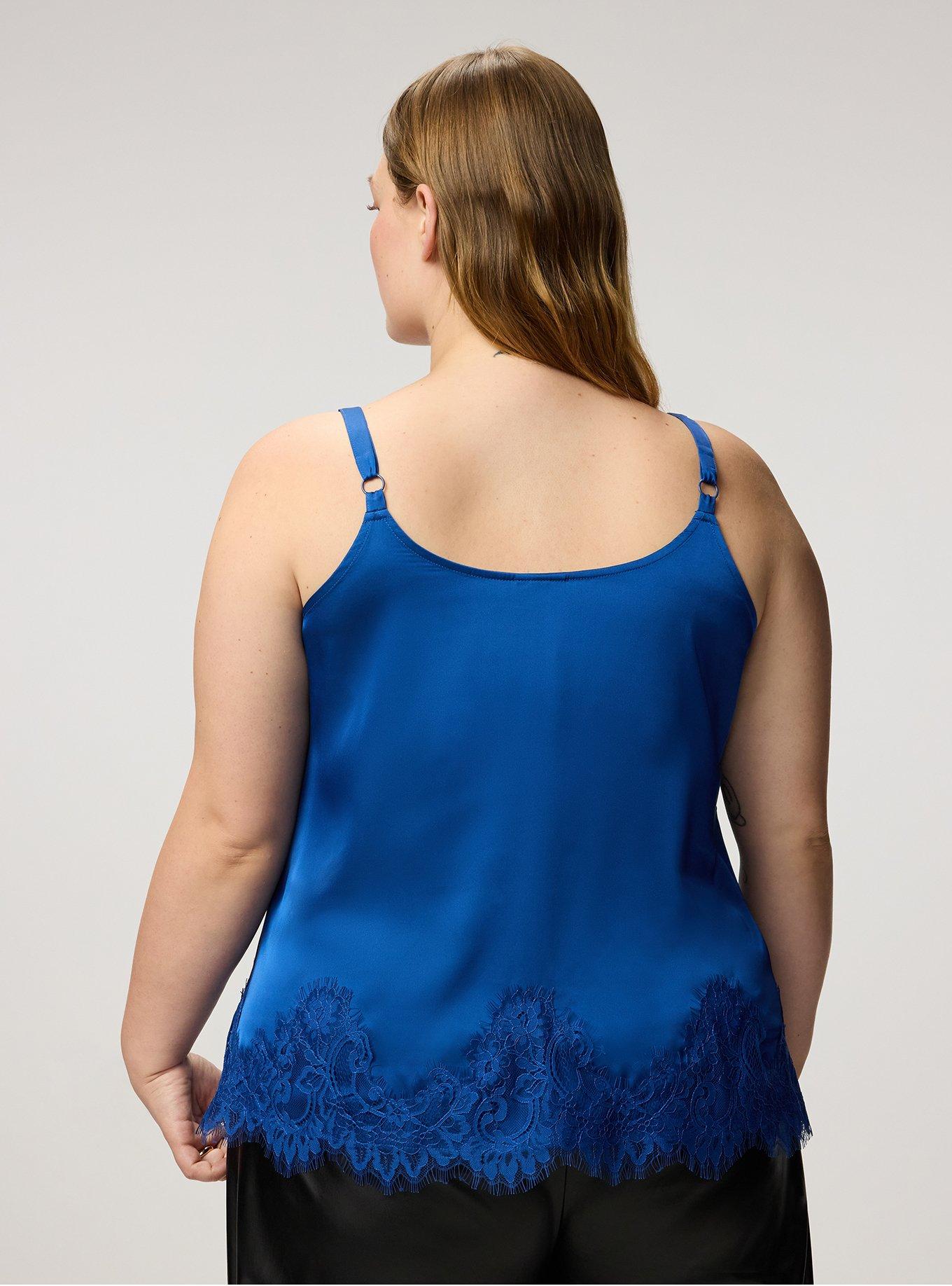 Satin Lace Trim Cami, BLUE QUARTZ, alternate