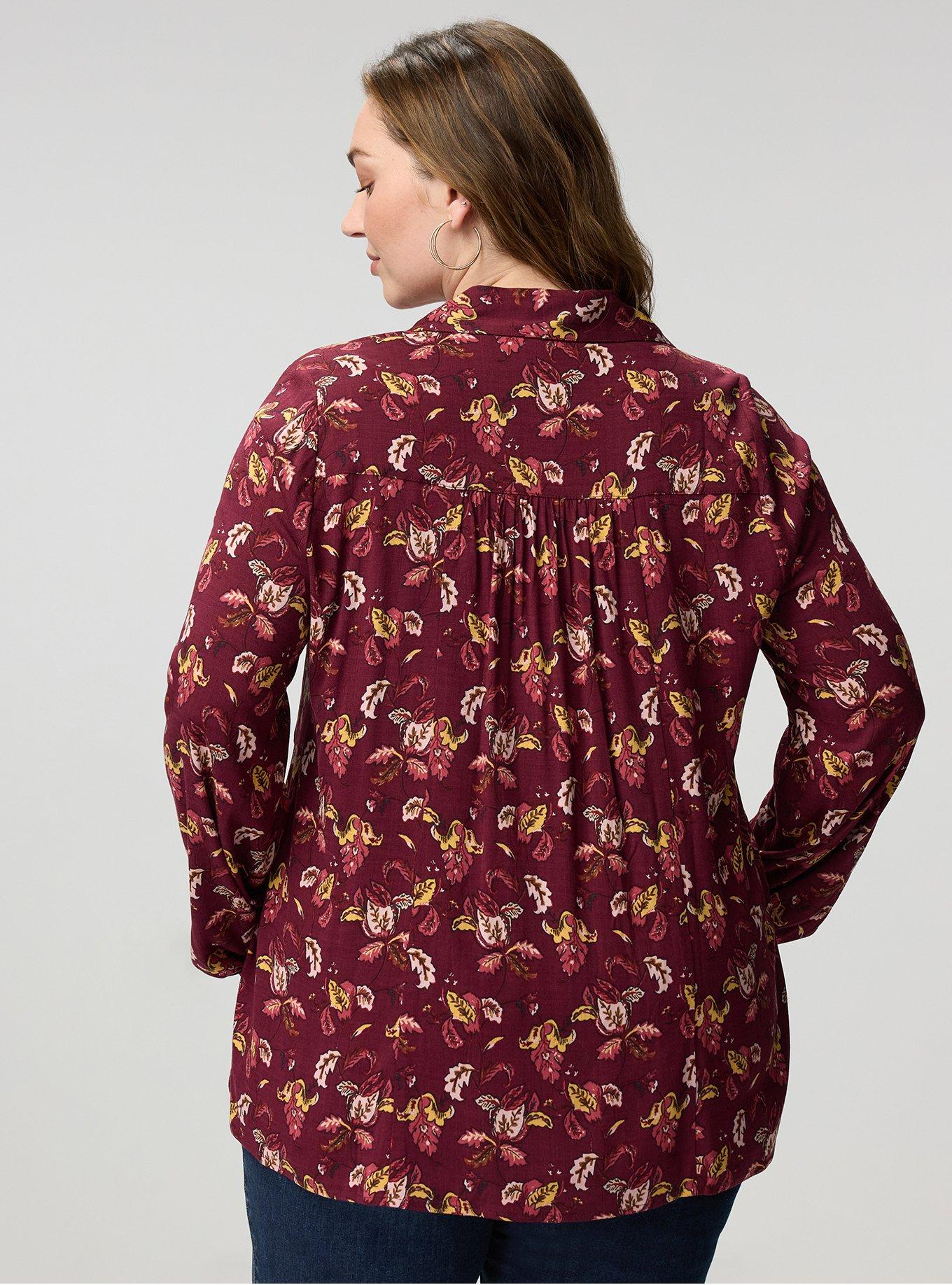 Plus Size Hi-Lo Tunic Top, SOFIA JACOBEAN BURGUNDY, alternate