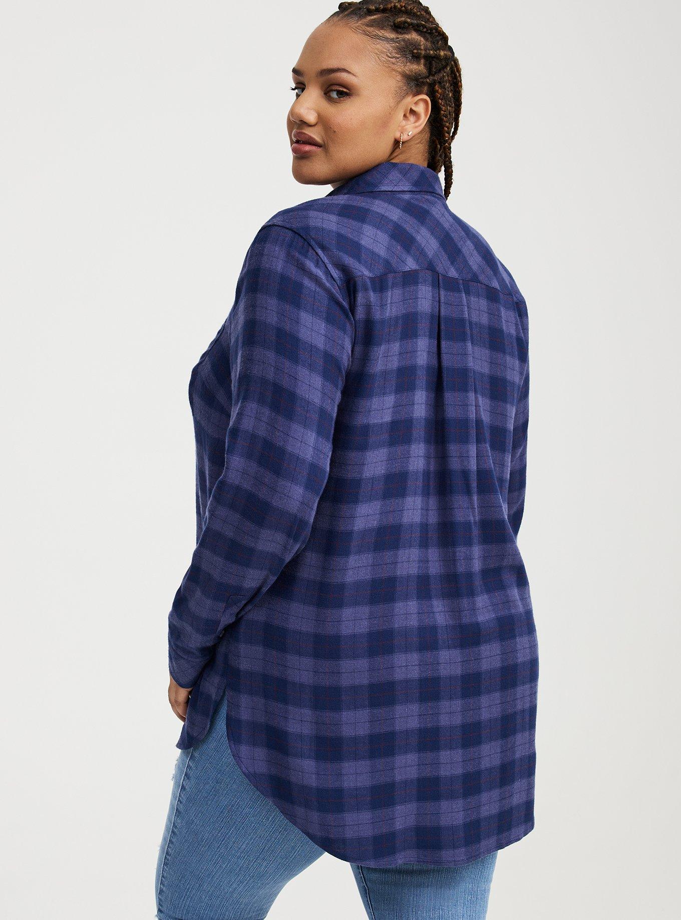 Lizzie Flannel Button-Down Tunic Shirt