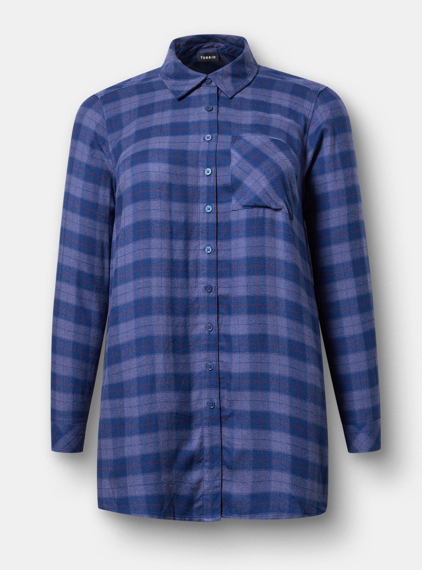 Lizzie Flannel Button-Down Tunic Shirt