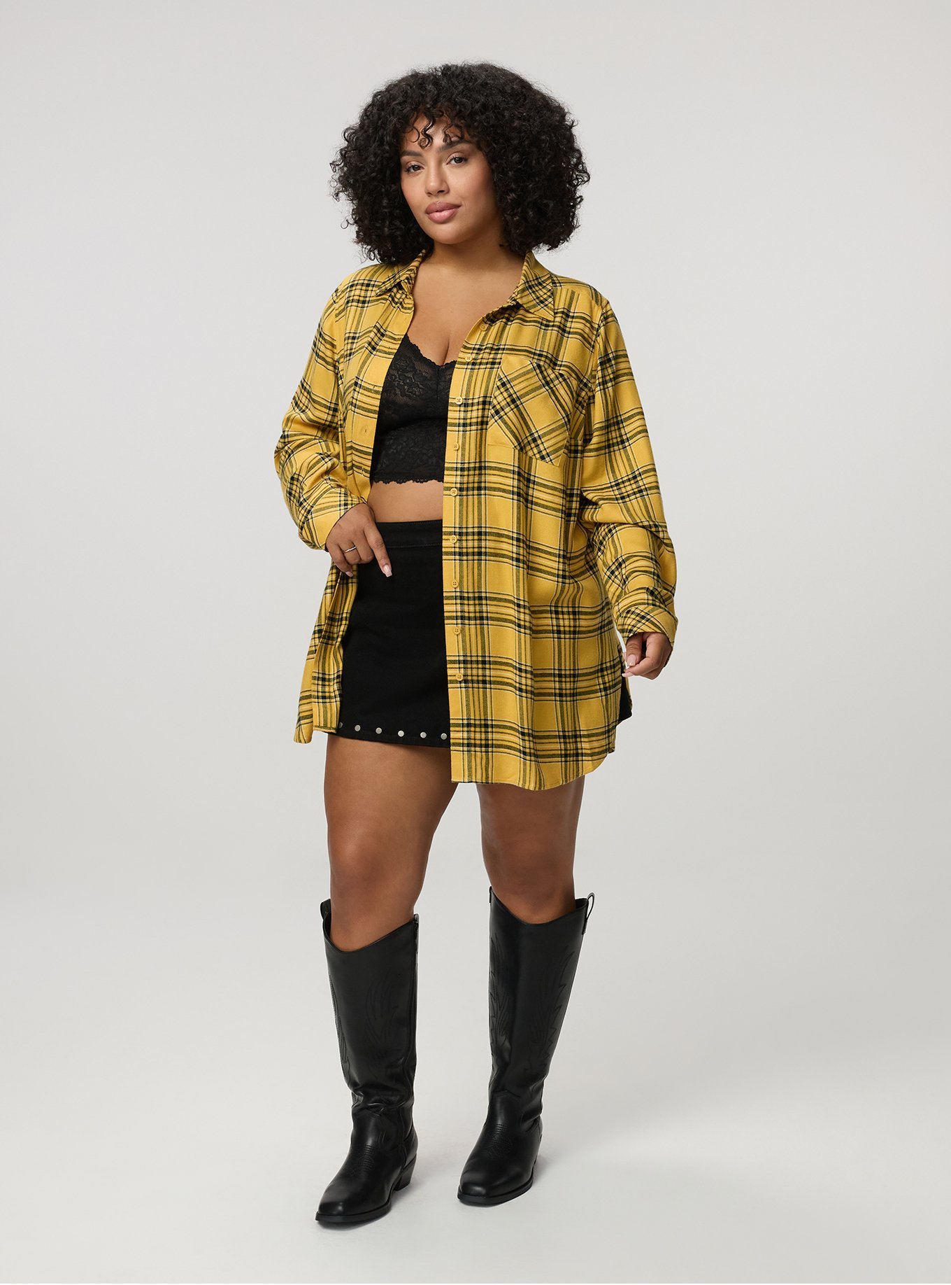 Lizzie Flannel Tunic, SHALL WE PLAID MUSTARD, alternate