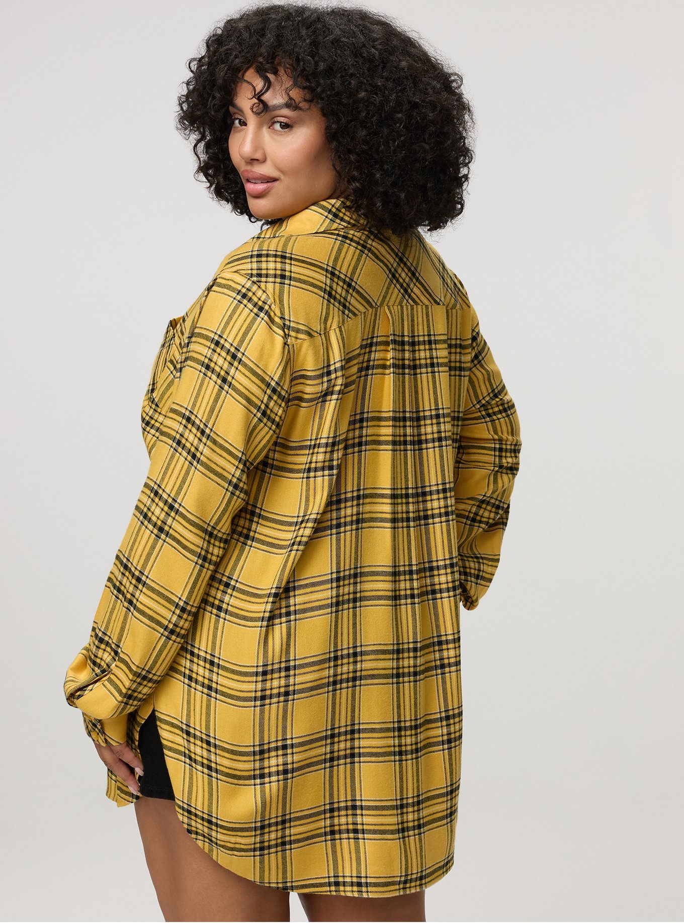 Lizzie Flannel Tunic, SHALL WE PLAID MUSTARD, alternate