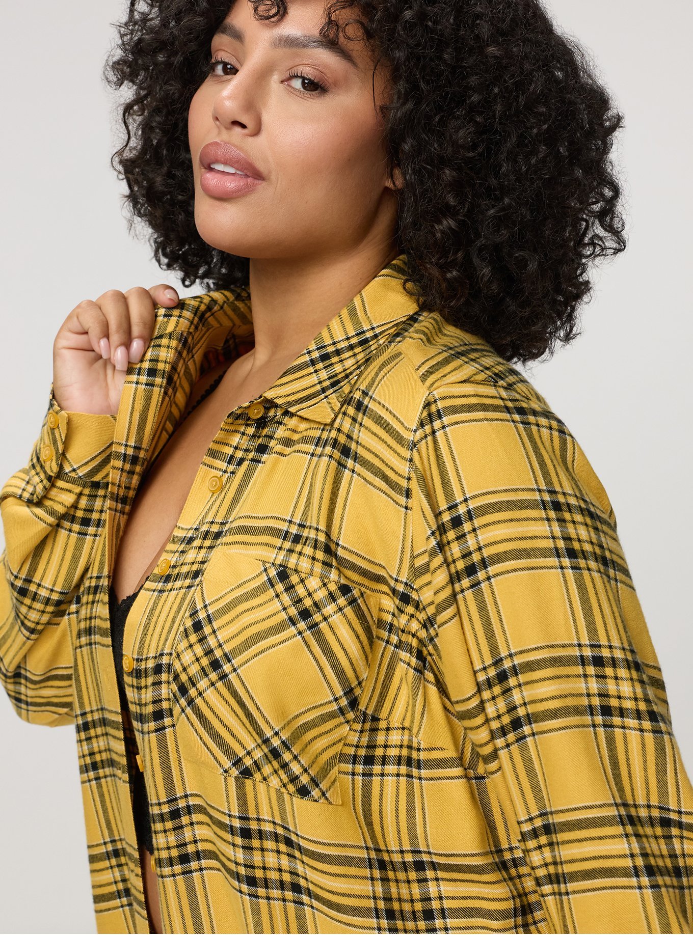Lizzie Flannel Tunic, SHALL WE PLAID MUSTARD, alternate