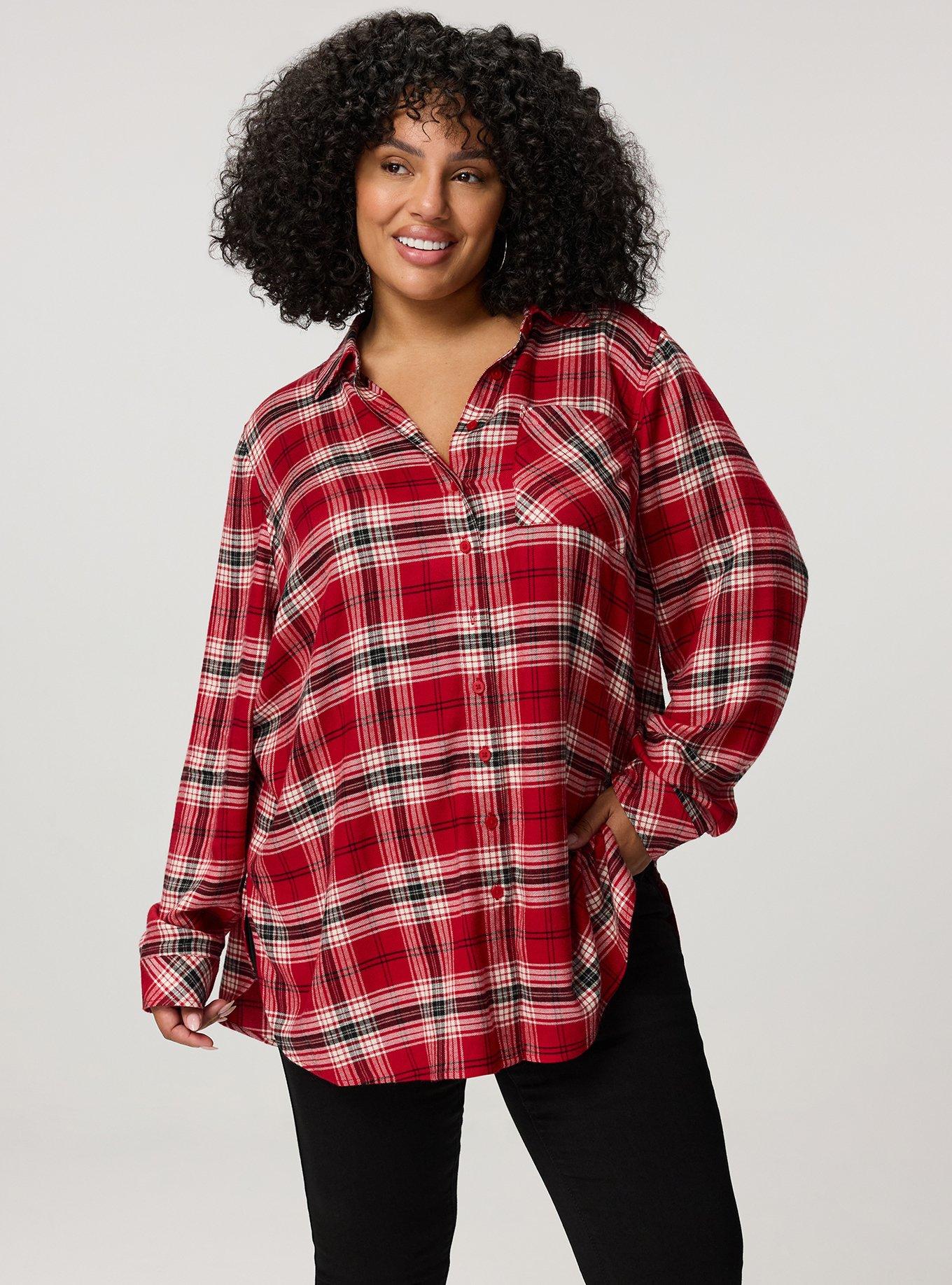 Lizzie Flannel Tunic, MORE PLAID RED, alternate
