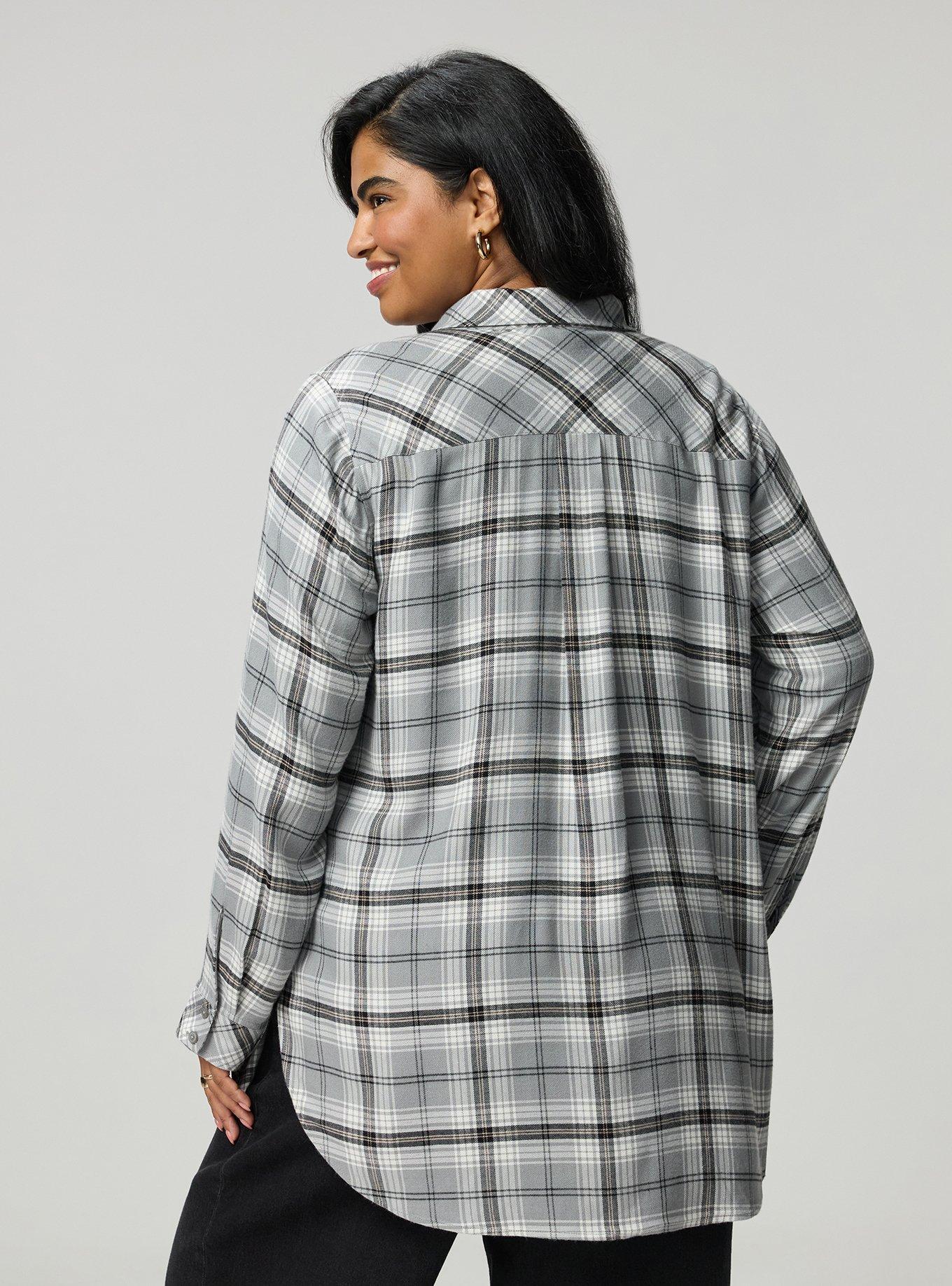 Lizzie Flannel Tunic, MORE PLAID GREY, alternate