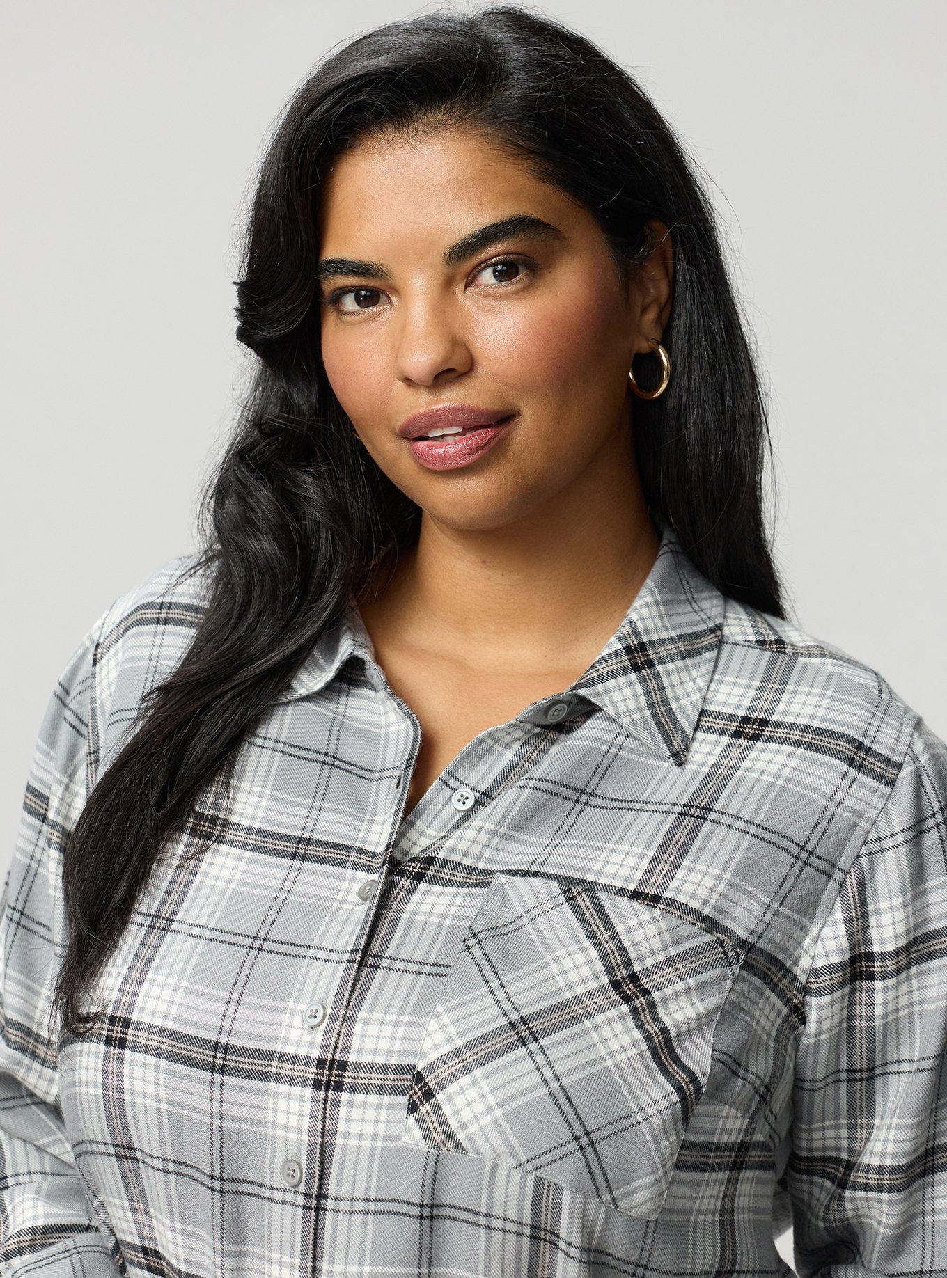 Lizzie Flannel Tunic, MORE PLAID GREY, alternate