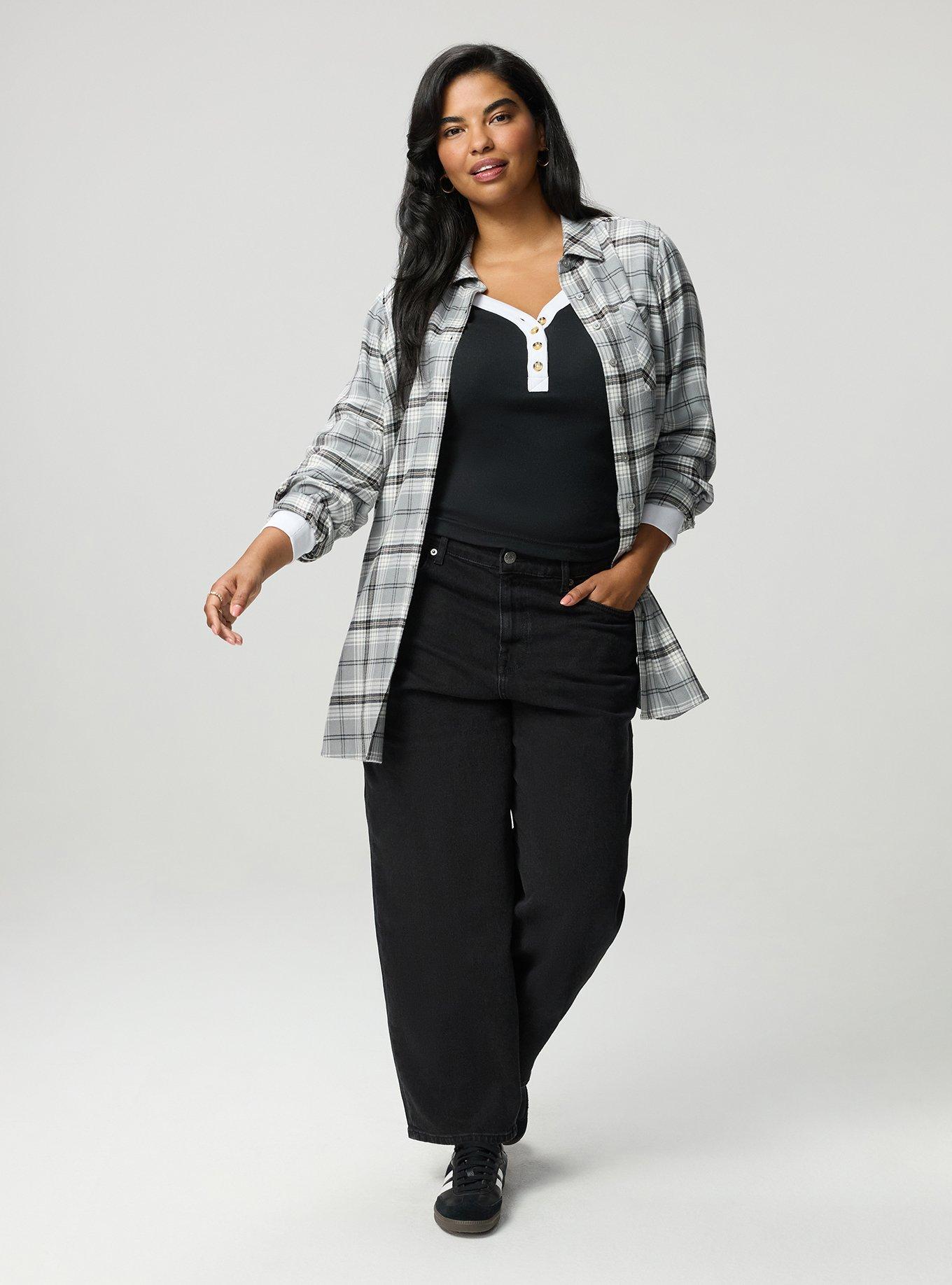 Lizzie Flannel Tunic, MORE PLAID GREY, alternate