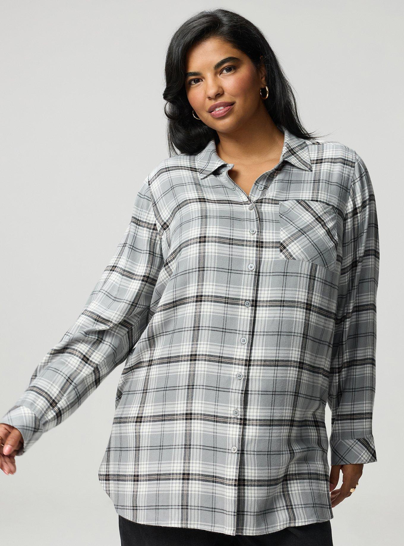 Lizzie Flannel Tunic, MORE PLAID GREY, hi-res