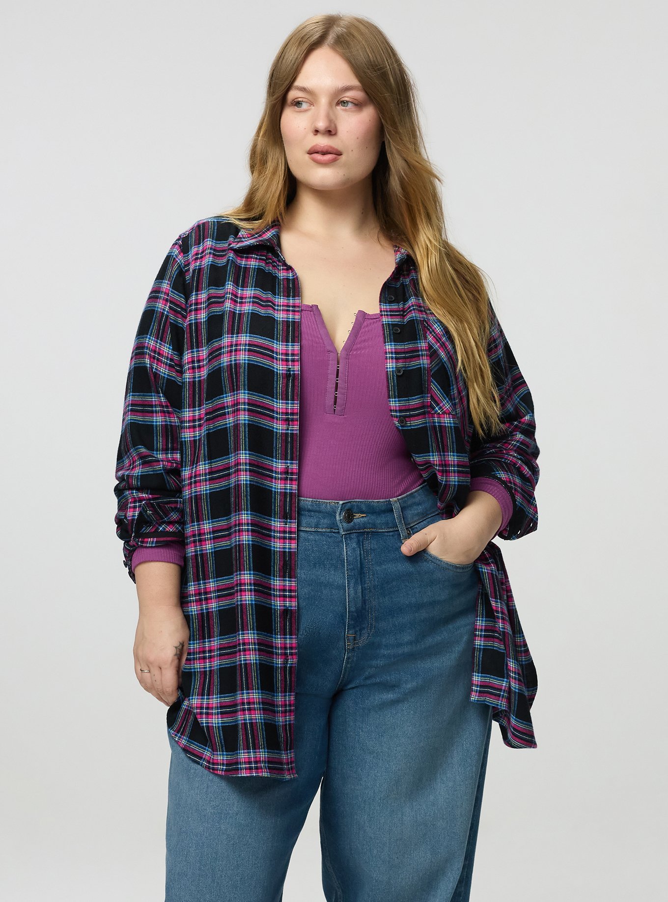 Lizzie Flannel Tunic, EVE PLAID MULTI, alternate