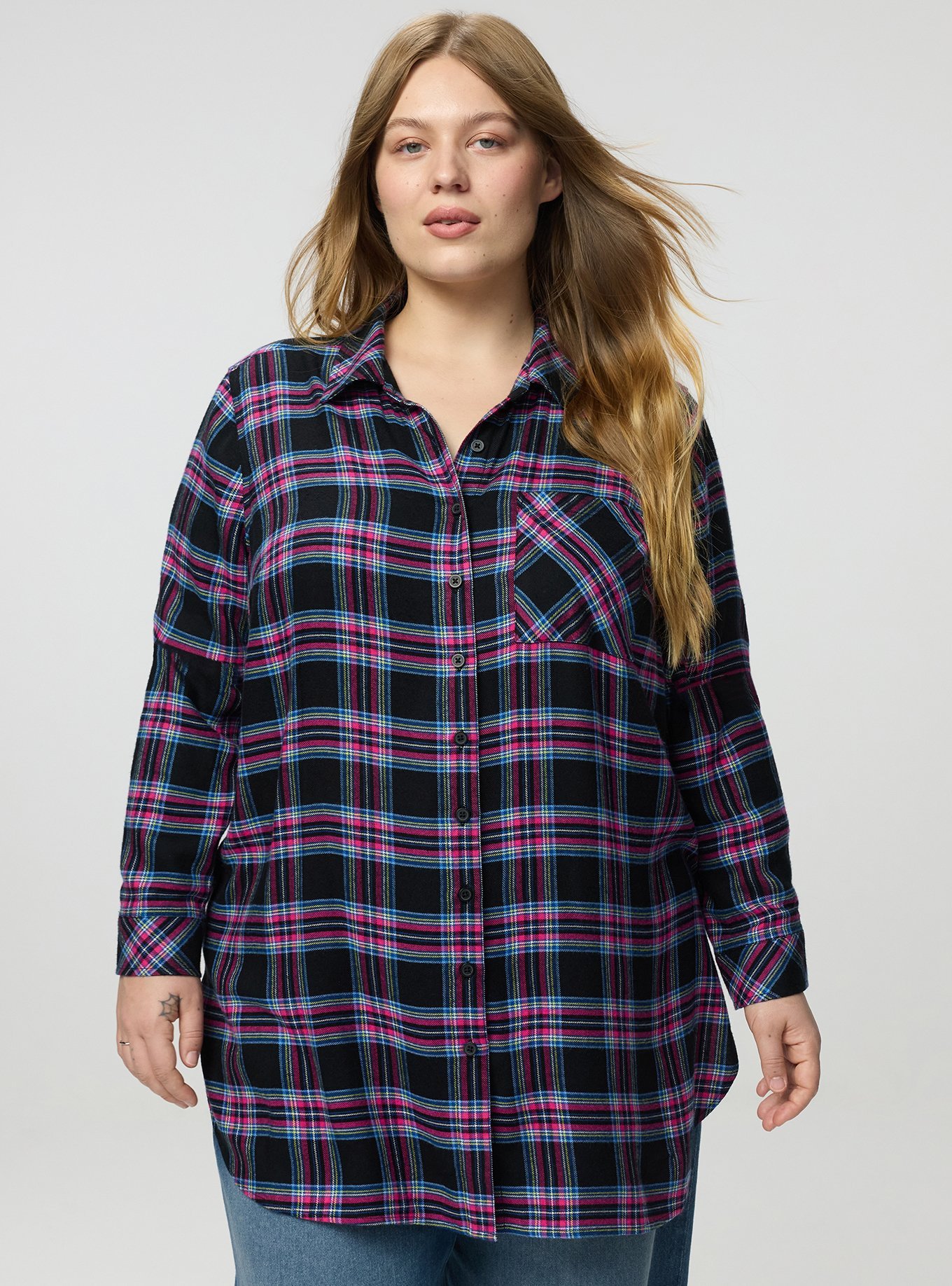 Lizzie Flannel Tunic, EVE PLAID MULTI, hi-res