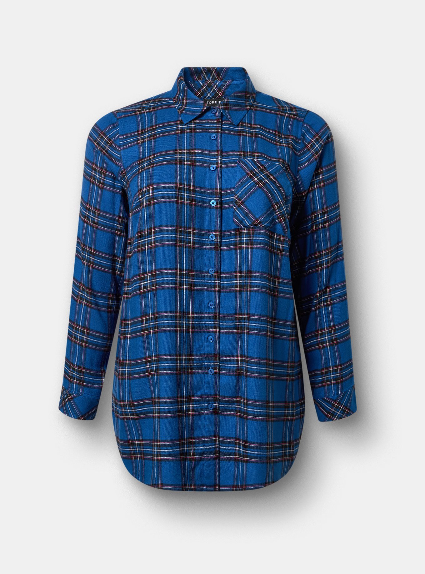 Lizzie Flannel Tunic, EVE PLAID COLBALT, hi-res