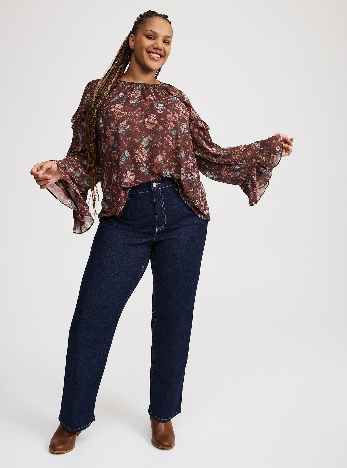 Chiffon Ruffle Sleeve Blouse