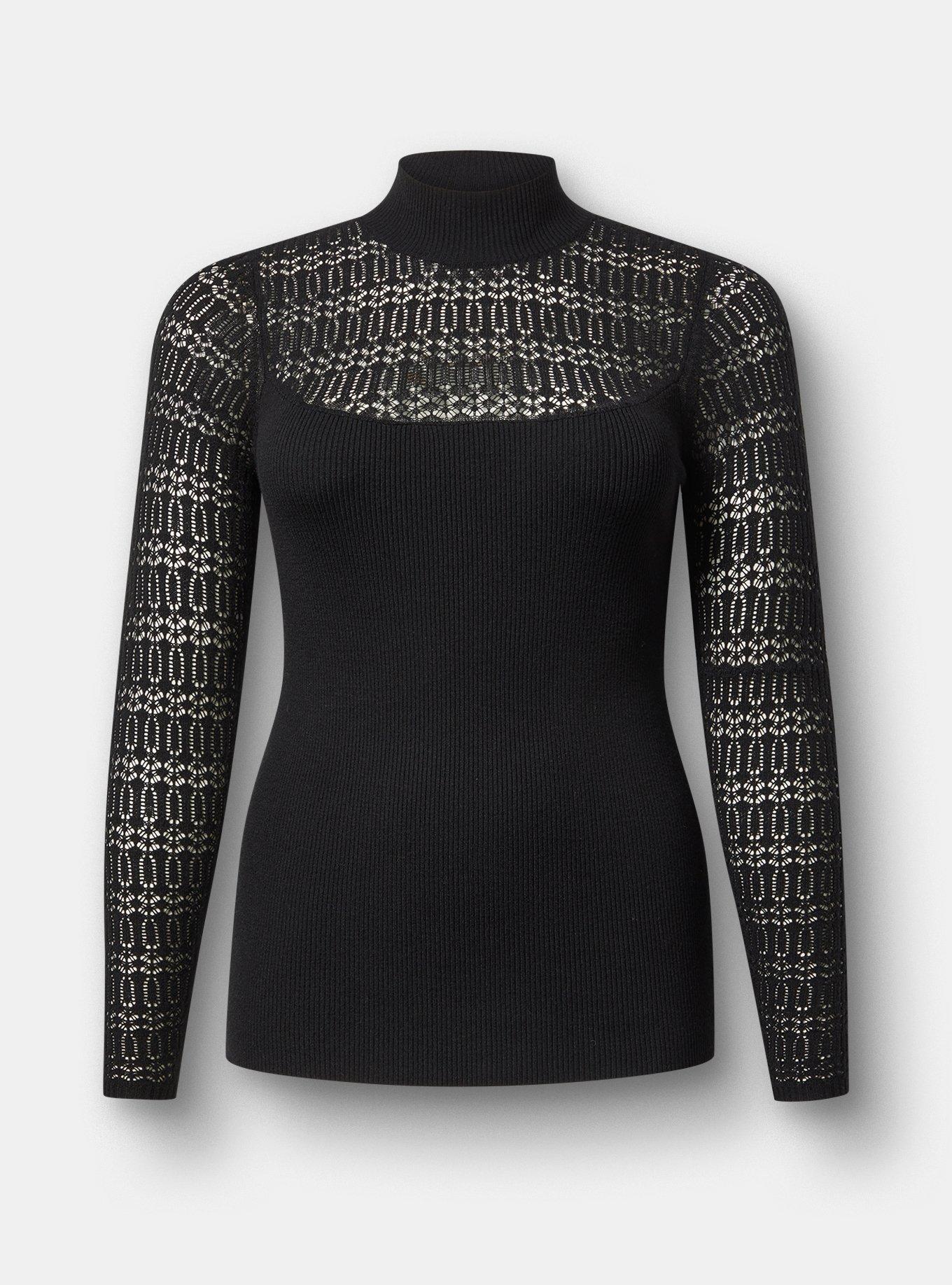 Pointelle Mock Neck Pullover