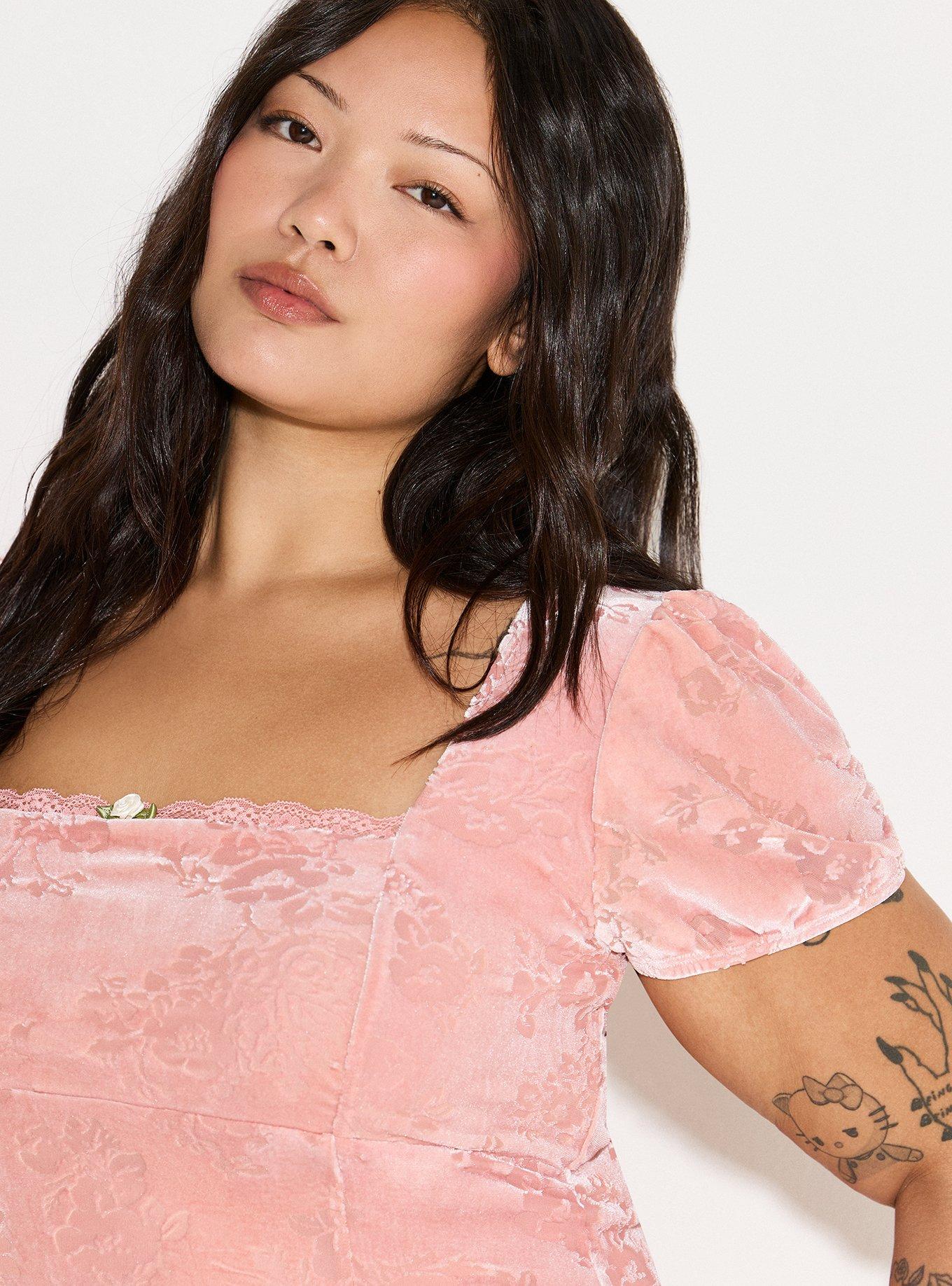 LoveSick Puff-Sleeve Velvet Mini Dress