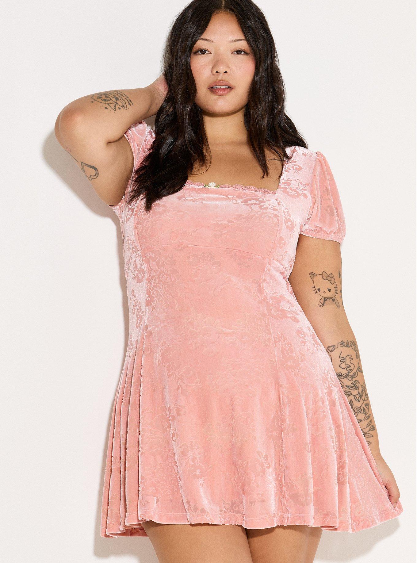 Plus Size - LoveSick Puff-Sleeve Velvet Mini Dress - Torrid