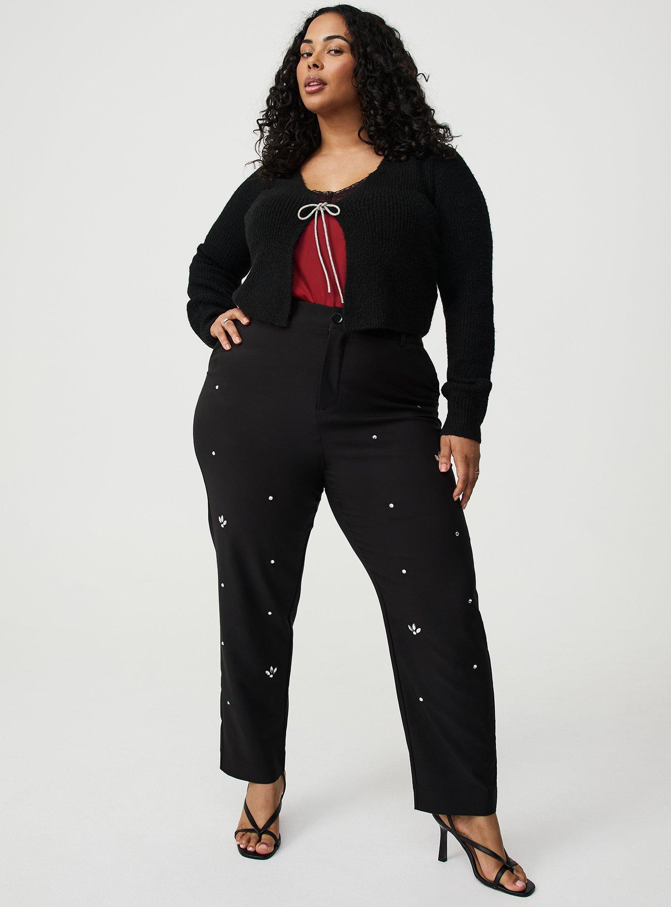 Plus Size - Studio Modern Straight Embellished High-Rise Pant - Torrid