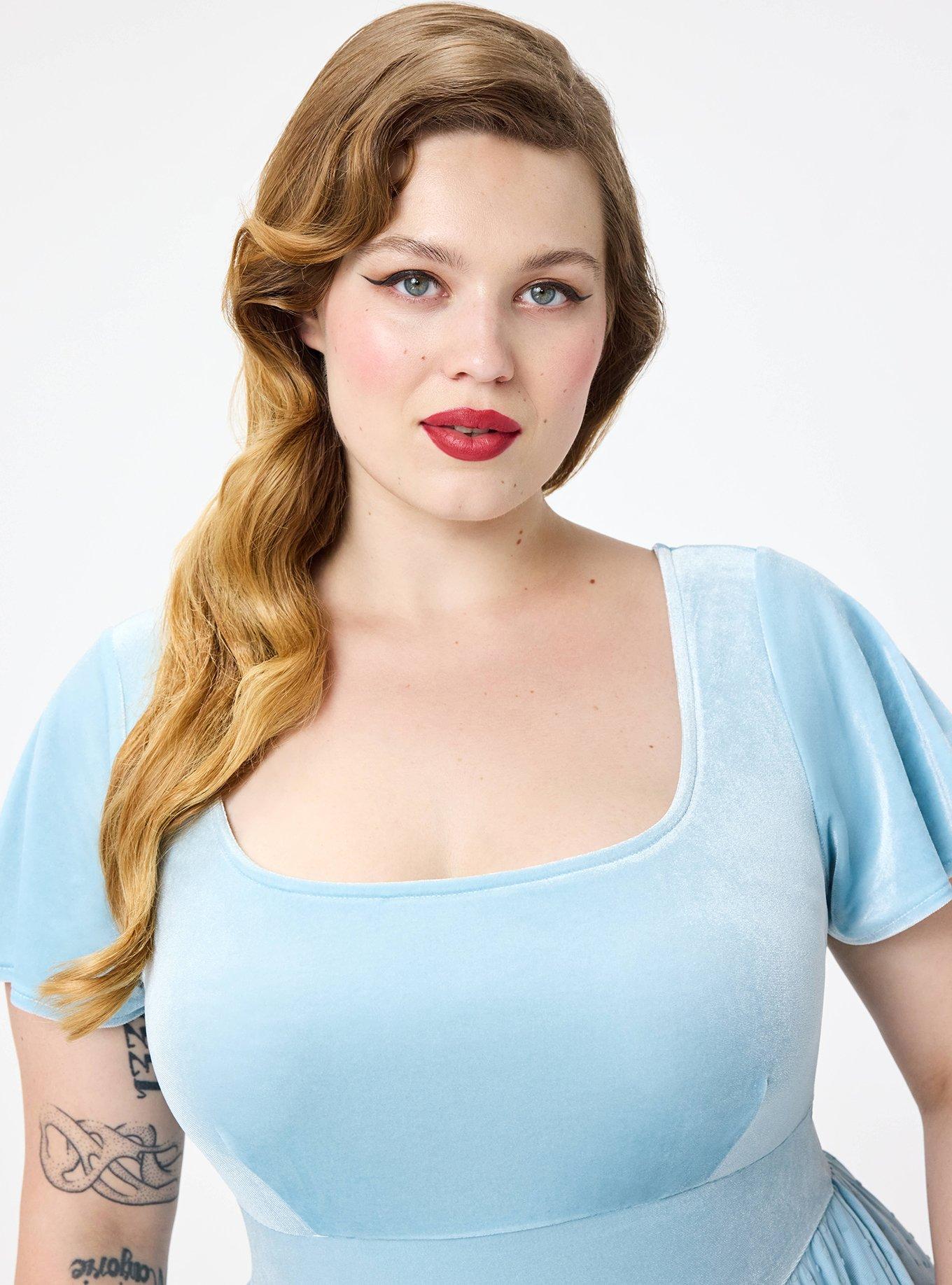Retro Chic Flocked Mesh & Velour Dress, FORGET ME NOT, alternate